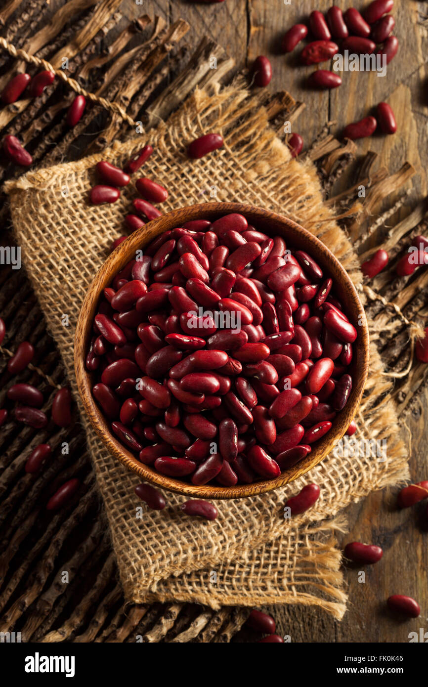 Materie organico rosso di fagioli bianchi in una ciotola Foto Stock