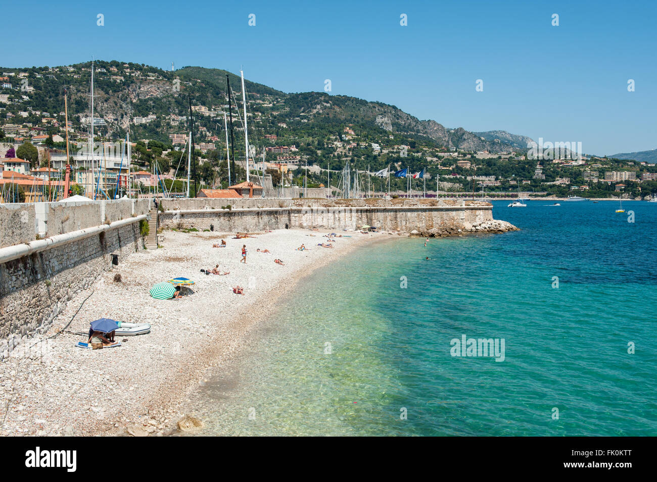 La spiaggia di Port D'culo, Villefranche sur Mer, Nice, Francia Foto Stock