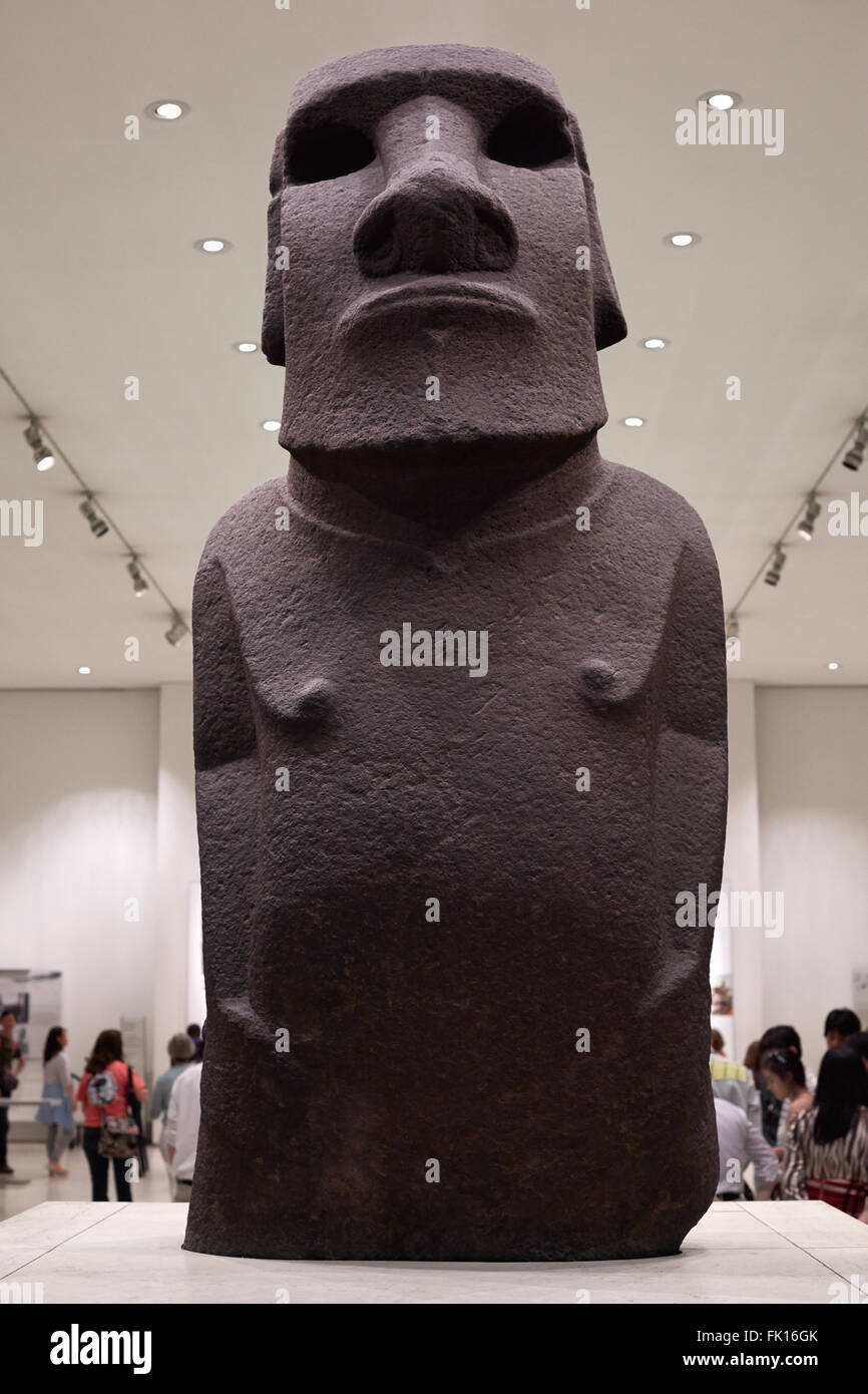 British Museum Moai statua da Isola di Pasqua a Londra Foto Stock