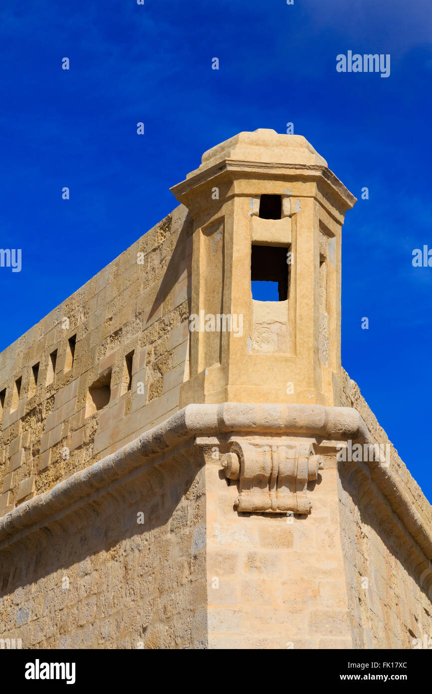 Vedette, lookout post a Fort St Elmo, Floriana, Valletta, Malta Foto Stock