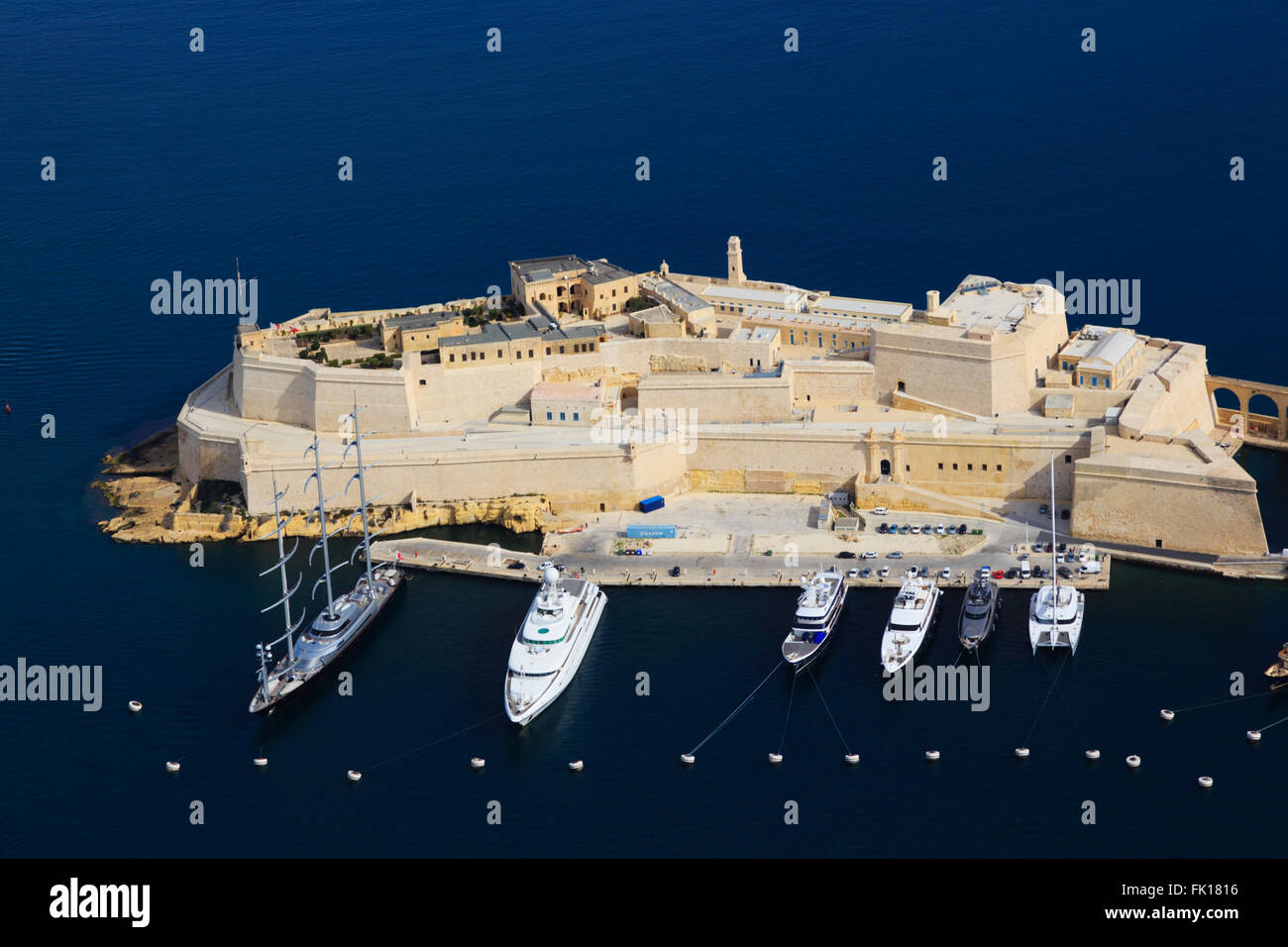 Vista aerea di Fort San Angelo, Valletta, Malta Foto Stock