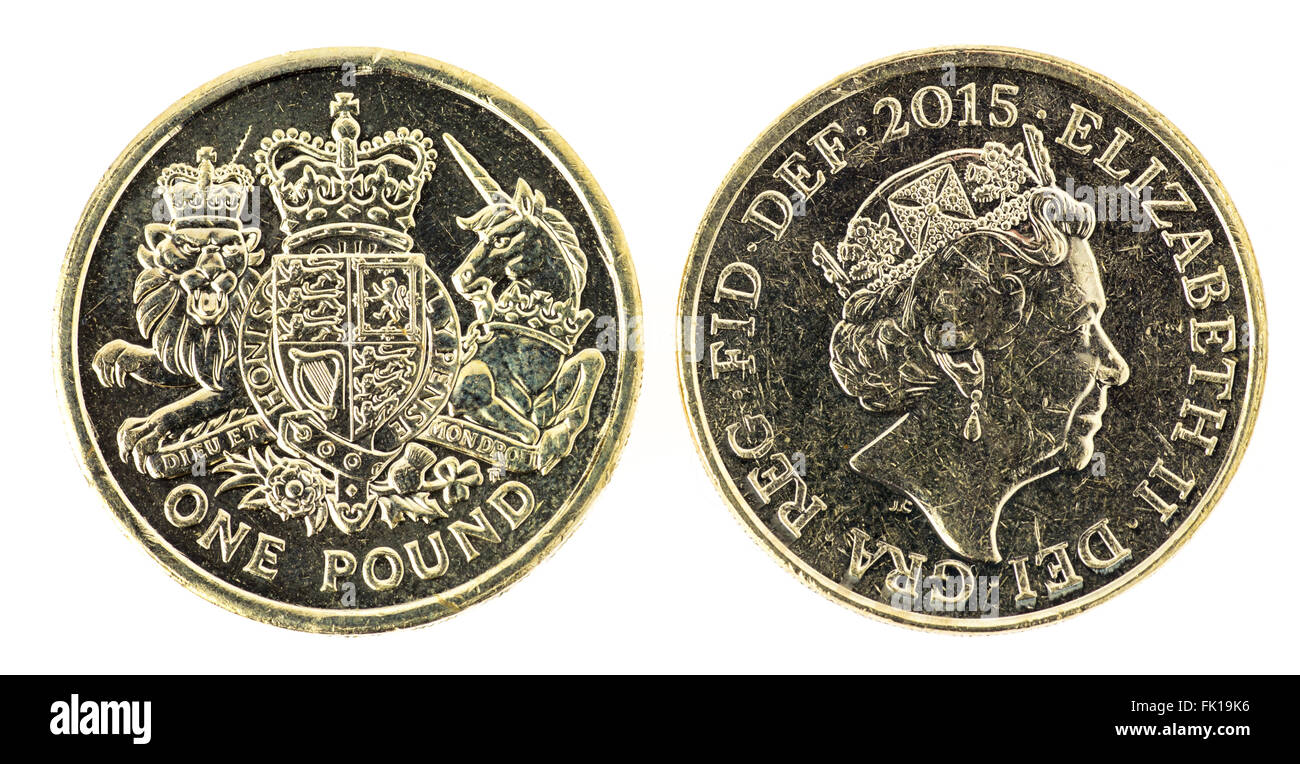 British una sterlina moneta Foto Stock