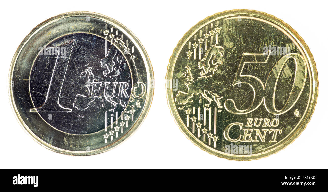 Un euro e cinquanta cent Foto Stock