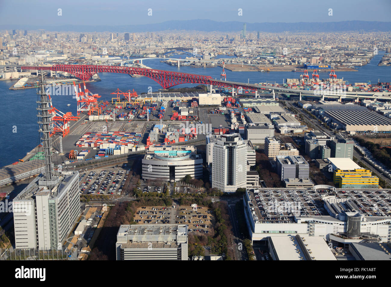 Giappone, Osaka, Bay Area, vista aerea; Foto Stock