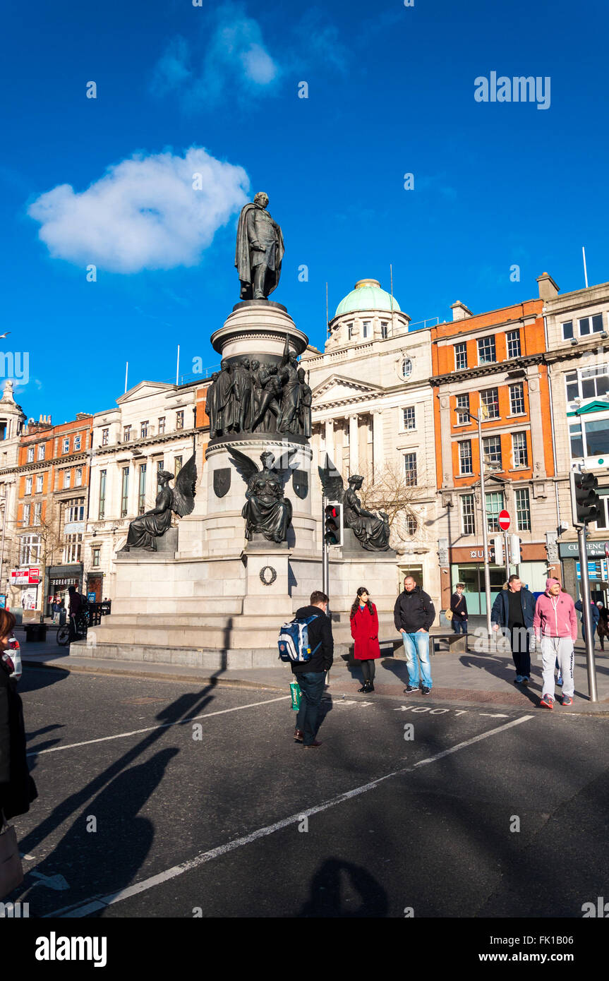 O'Connell monumento, statua, O'Connell Street, Dublin, Irlanda Foto Stock