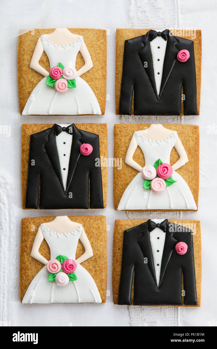 Sposa e lo sposo i cookie per un matrimonio Foto Stock