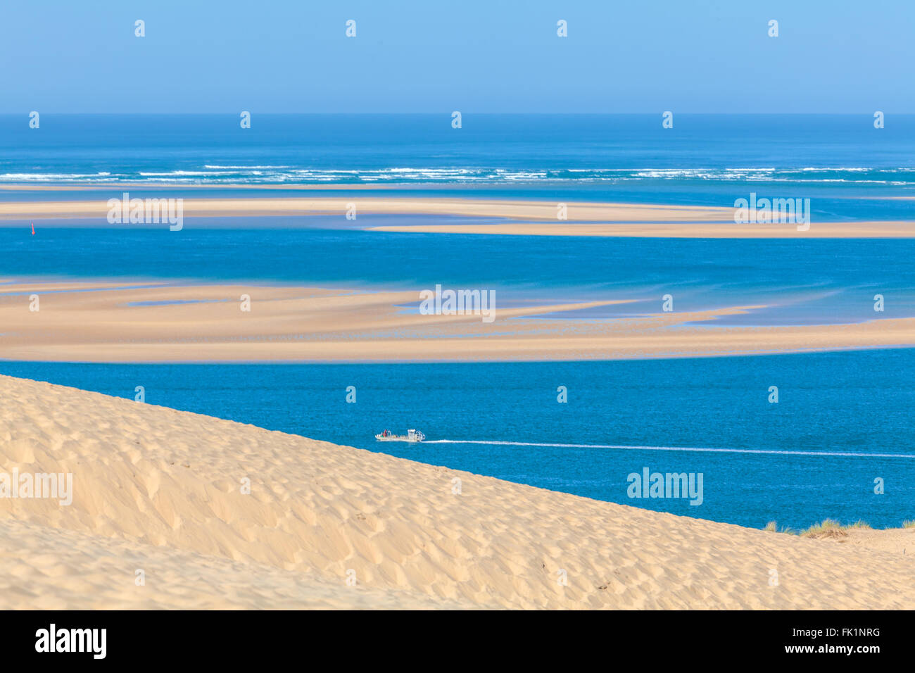 Vista dalla duna più alta in Europa - Duna del Pyla (Pilat), Baia di Arcachon, Aquitaine, Francia Foto Stock