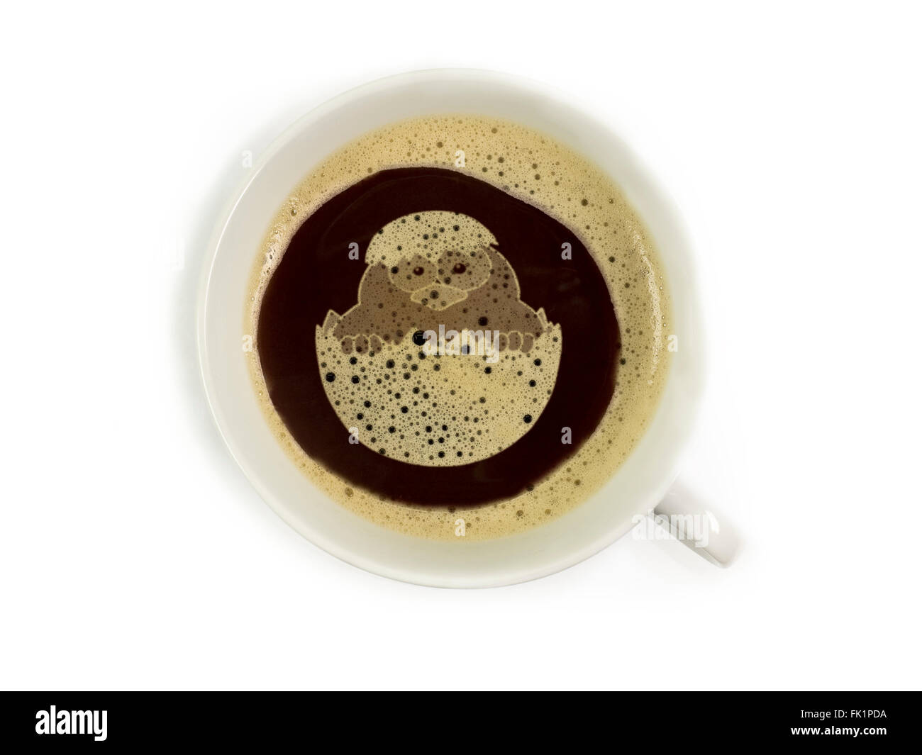 Pulcino di pasqua nel caffè Foto Stock