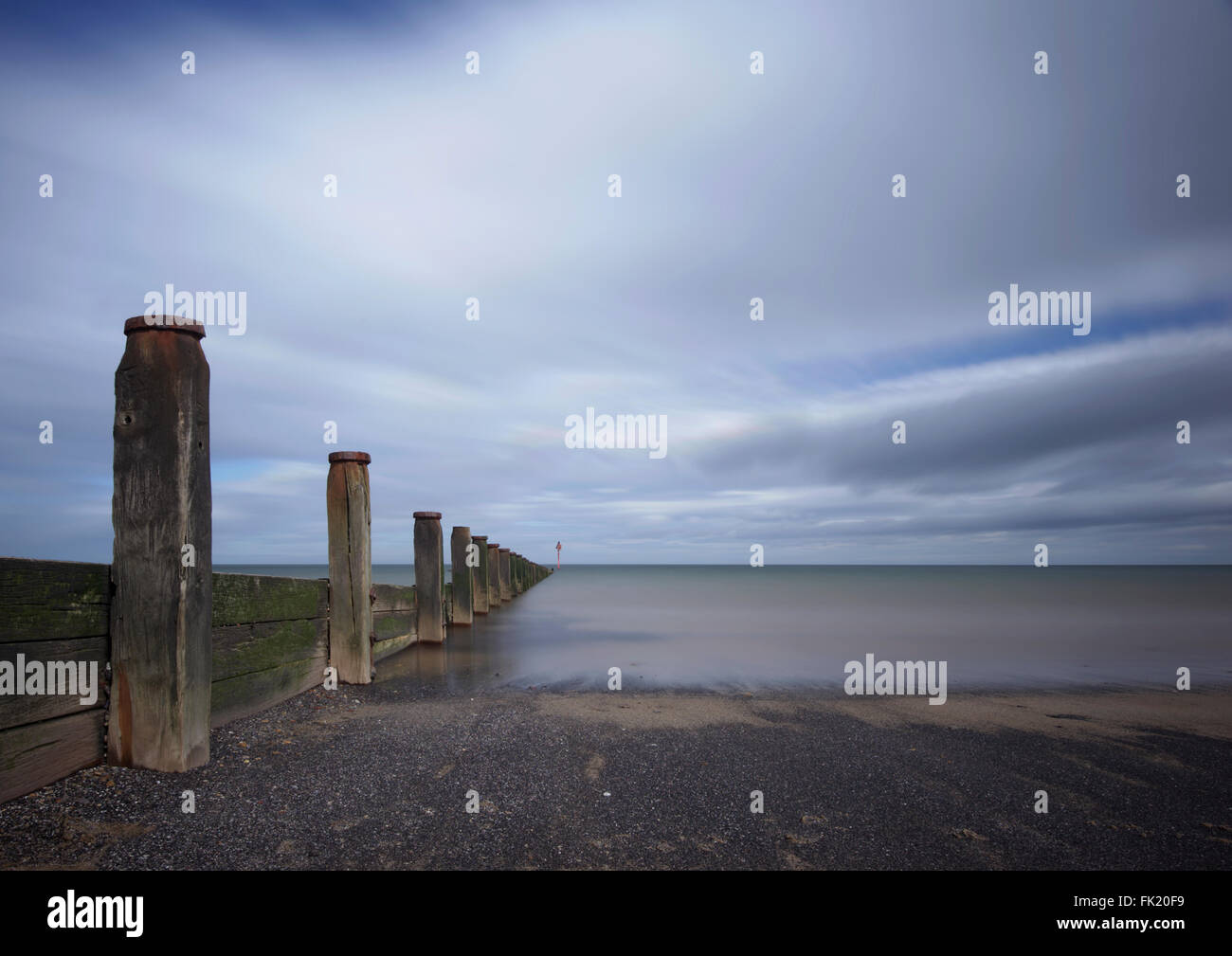 Inguine difensivo a Marske Beach Foto Stock