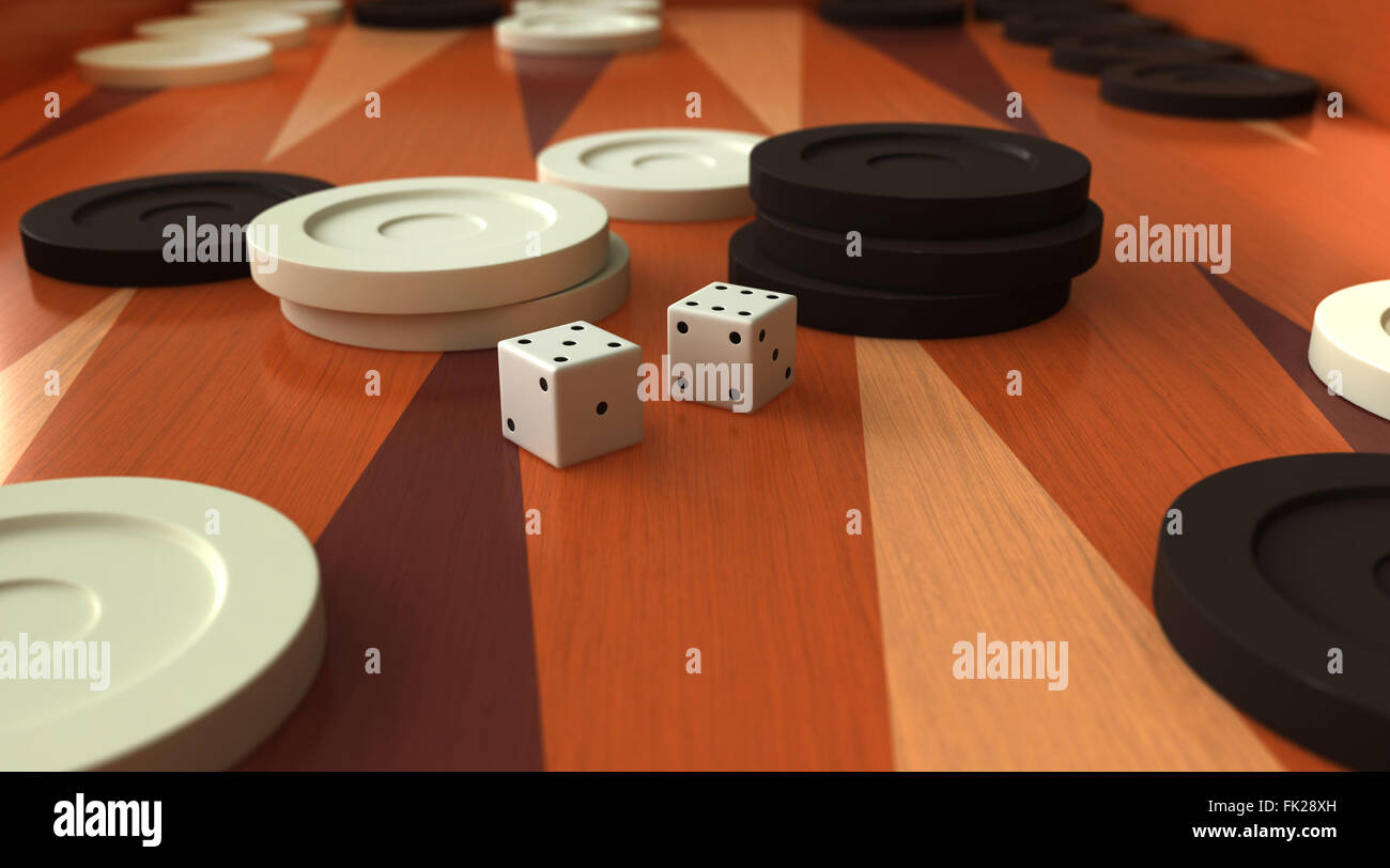 3D render del tradizionale gioco del Backgammon board Foto Stock