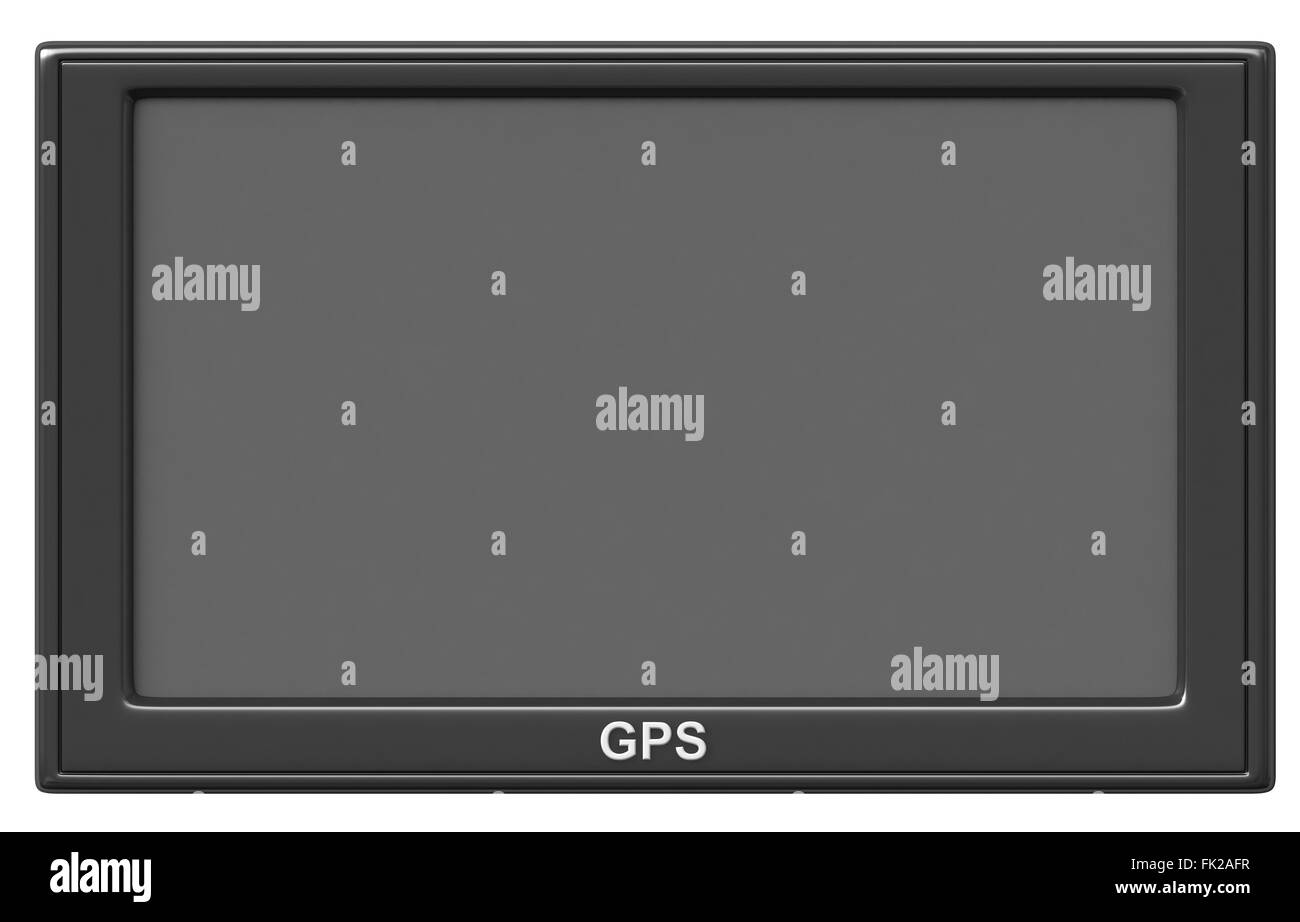 3D render di dispositivo di navigazione GPS isolati su sfondo bianco Foto Stock