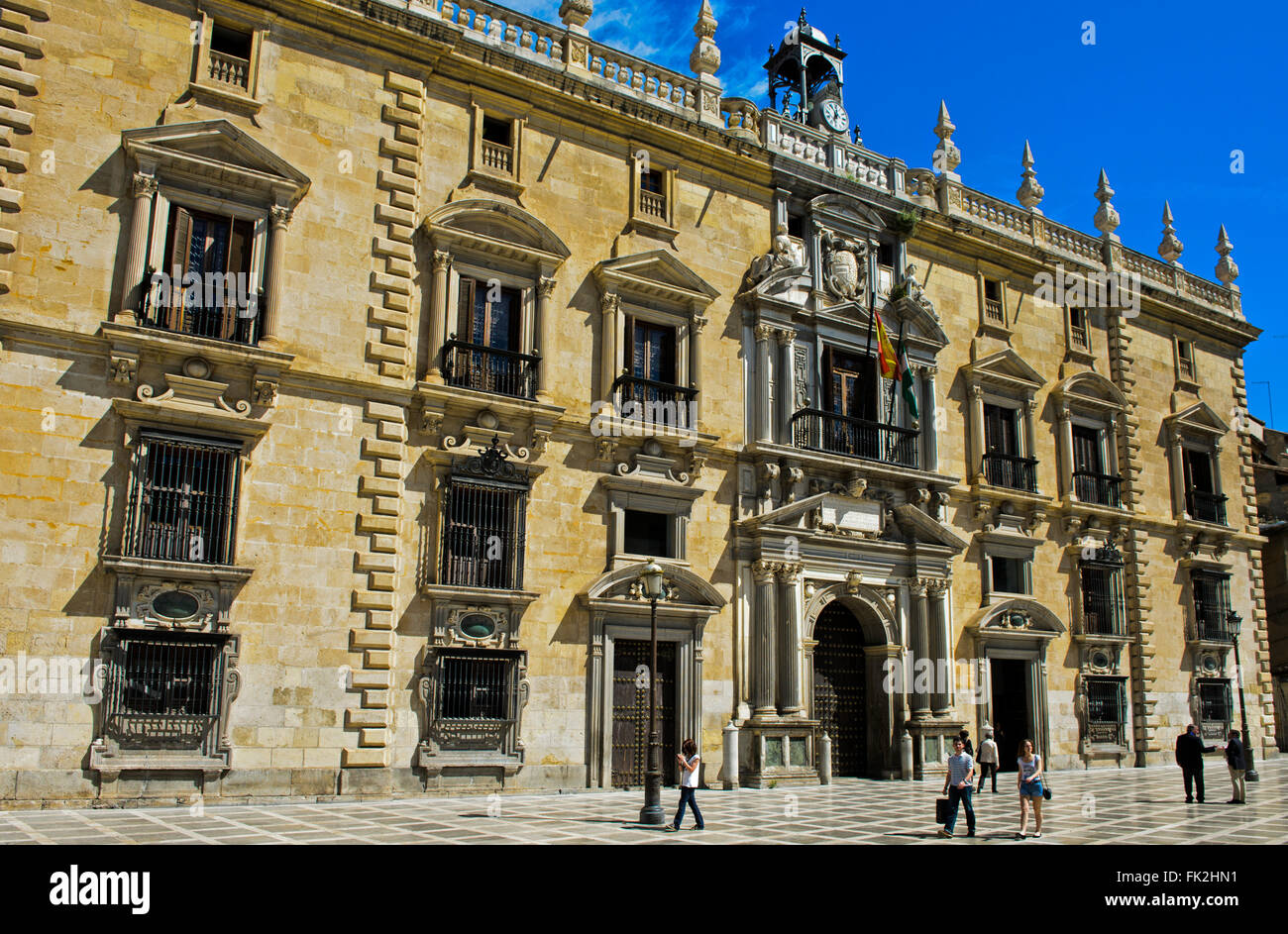 Palazzo della Cancelleria Reale, il Palacio de la Chancilleria, presso la Piazza Nuova, Plaza Nueva, Granada, Spagna Foto Stock