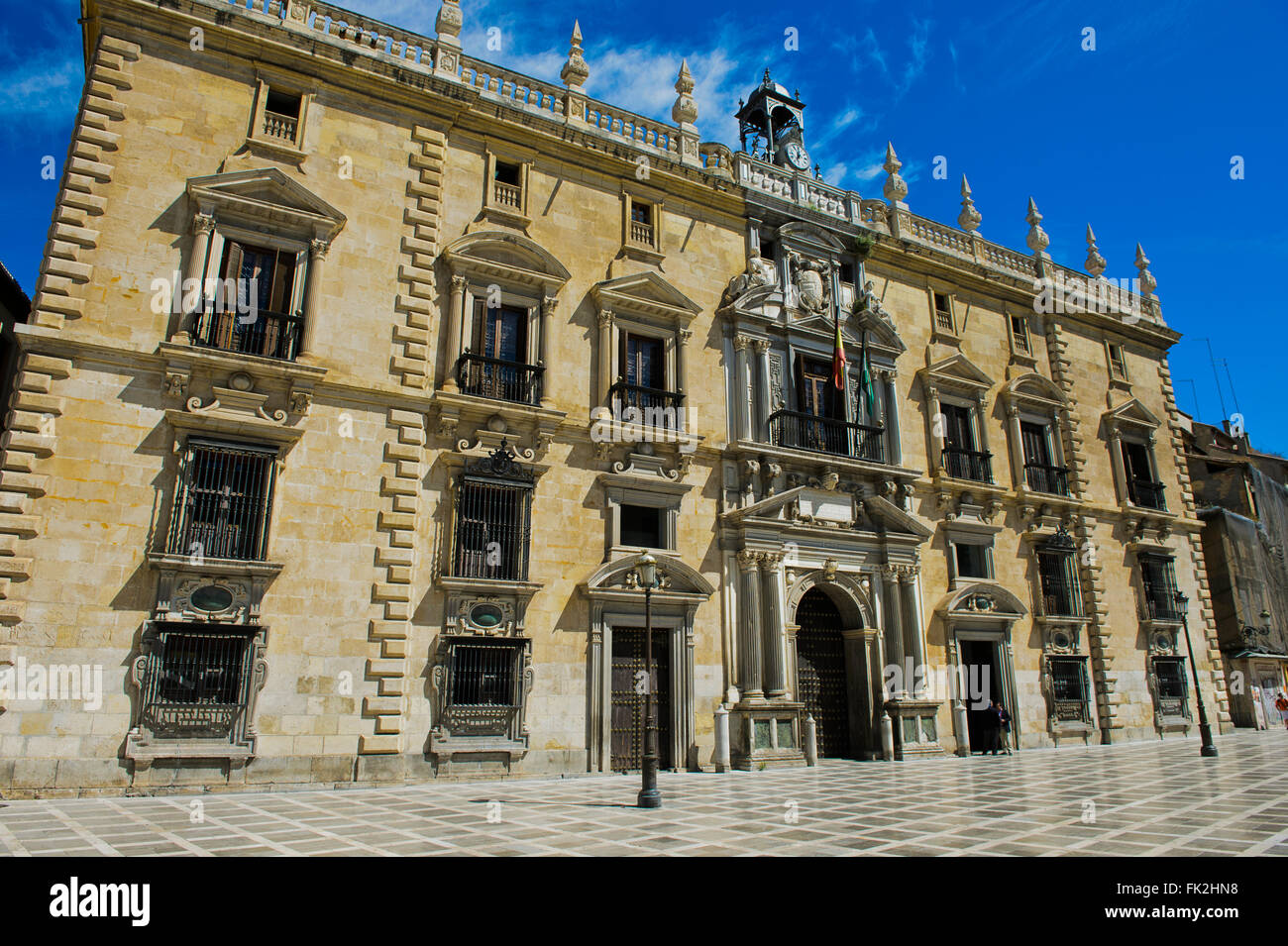 Palazzo della Cancelleria Reale, il Palacio de la Chancilleria, presso la Piazza Nuova, Plaza Nueva, Granada, Spagna Foto Stock