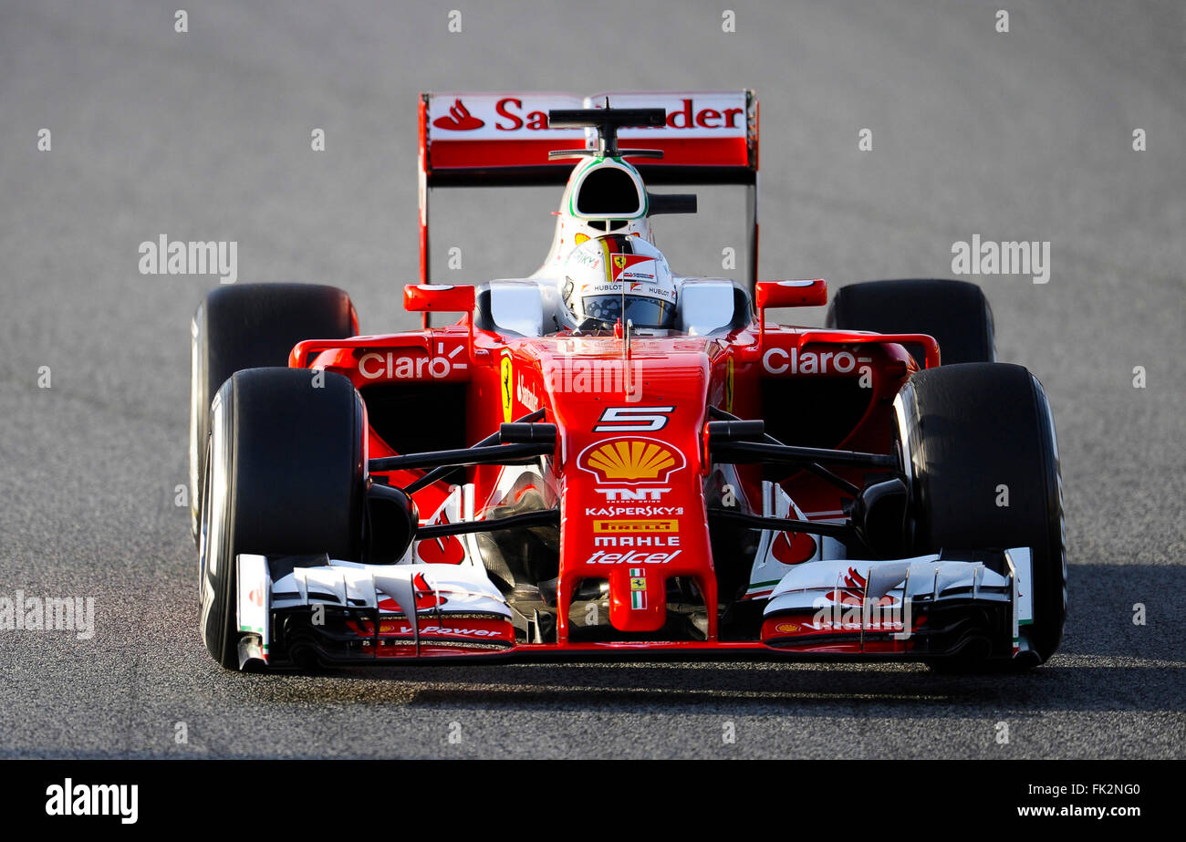Sebastian Vettel, Ferrari durante un test di Formula Uno giorni sul Circuito de Barcelona-Catalunya, Spagna dal 22 febbraio al 25 2016 Foto Stock