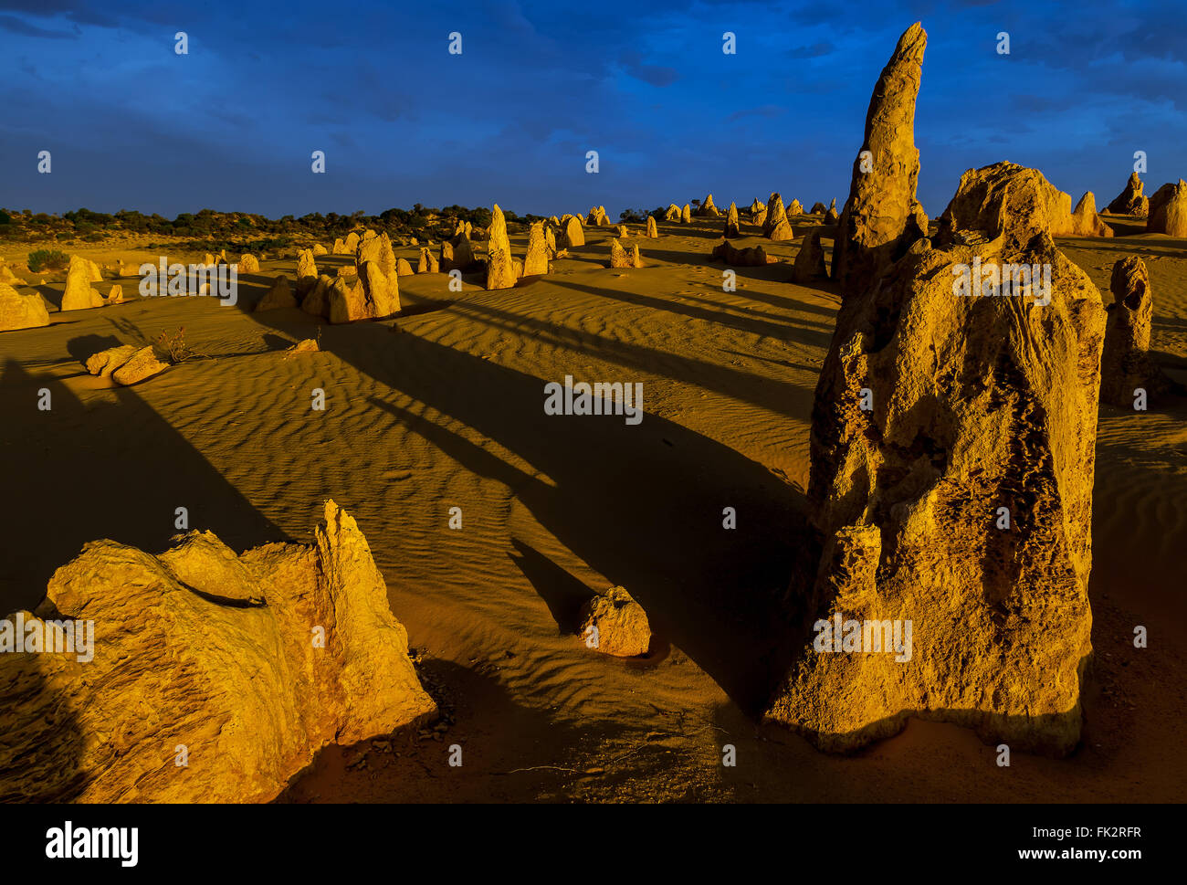 Famoso Deserto Pinnacles, Nambung National Park. Foto Stock