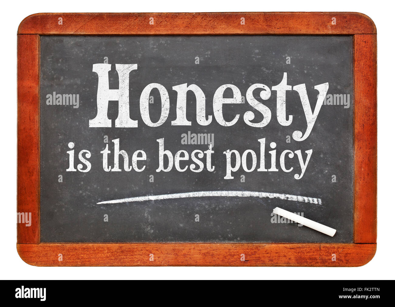 L'onestà è la migliore politica proverbio - bianco gesso di testo su un vintage lavagna ardesia Foto Stock
