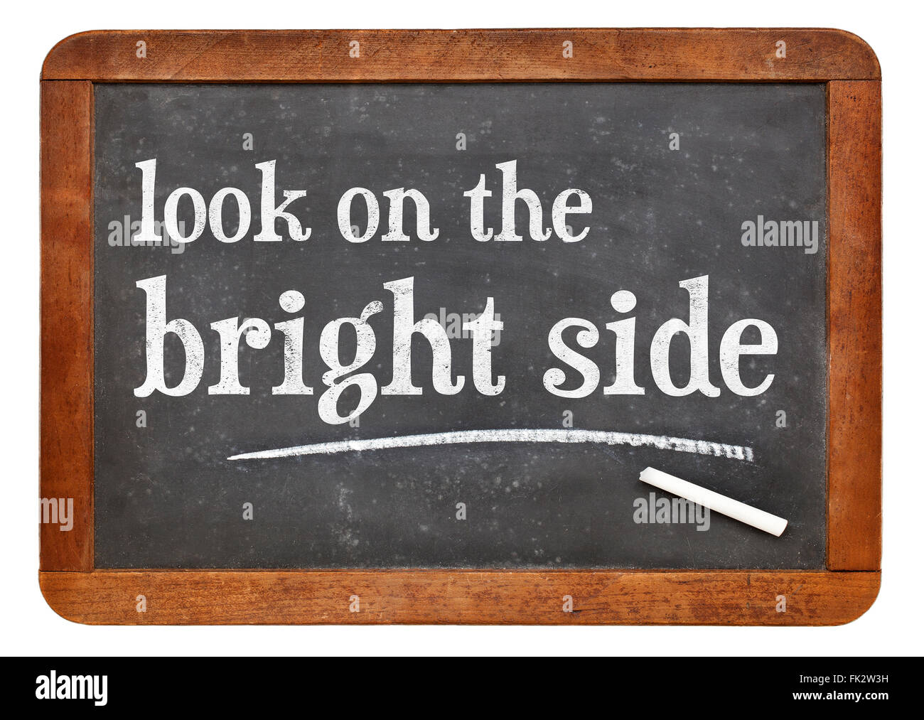 Guardare il lato luminoso - Concetto di positività - bianco gesso di testo su un vintage lavagna ardesia Foto Stock