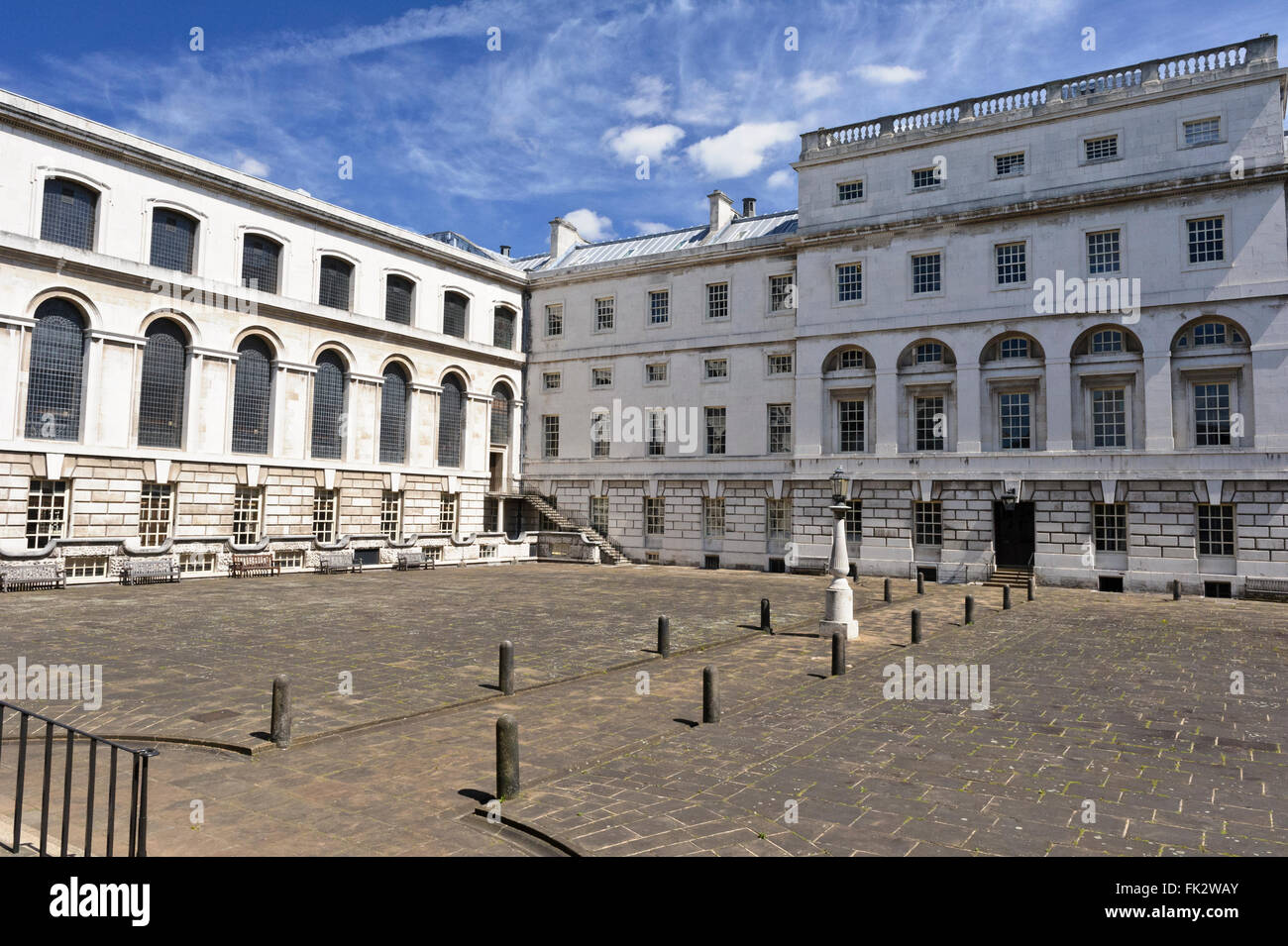 Il cortile interno presso la storica Old Royal Naval College di Greenwich, Londra, Regno Unito. Foto Stock