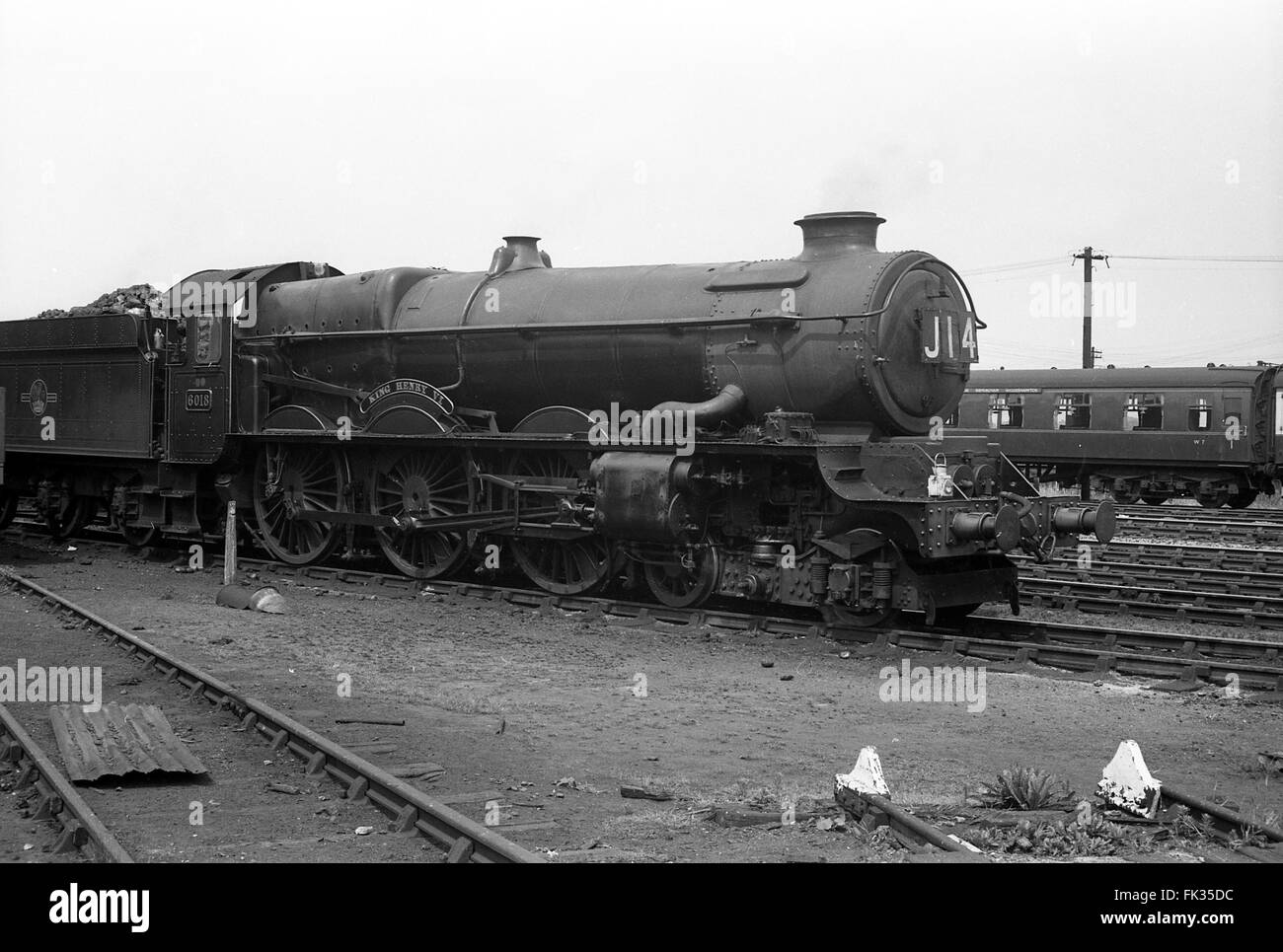 Locomotiva a vapore 6018 Re Enrico VI a Wolverhampton Foto Stock