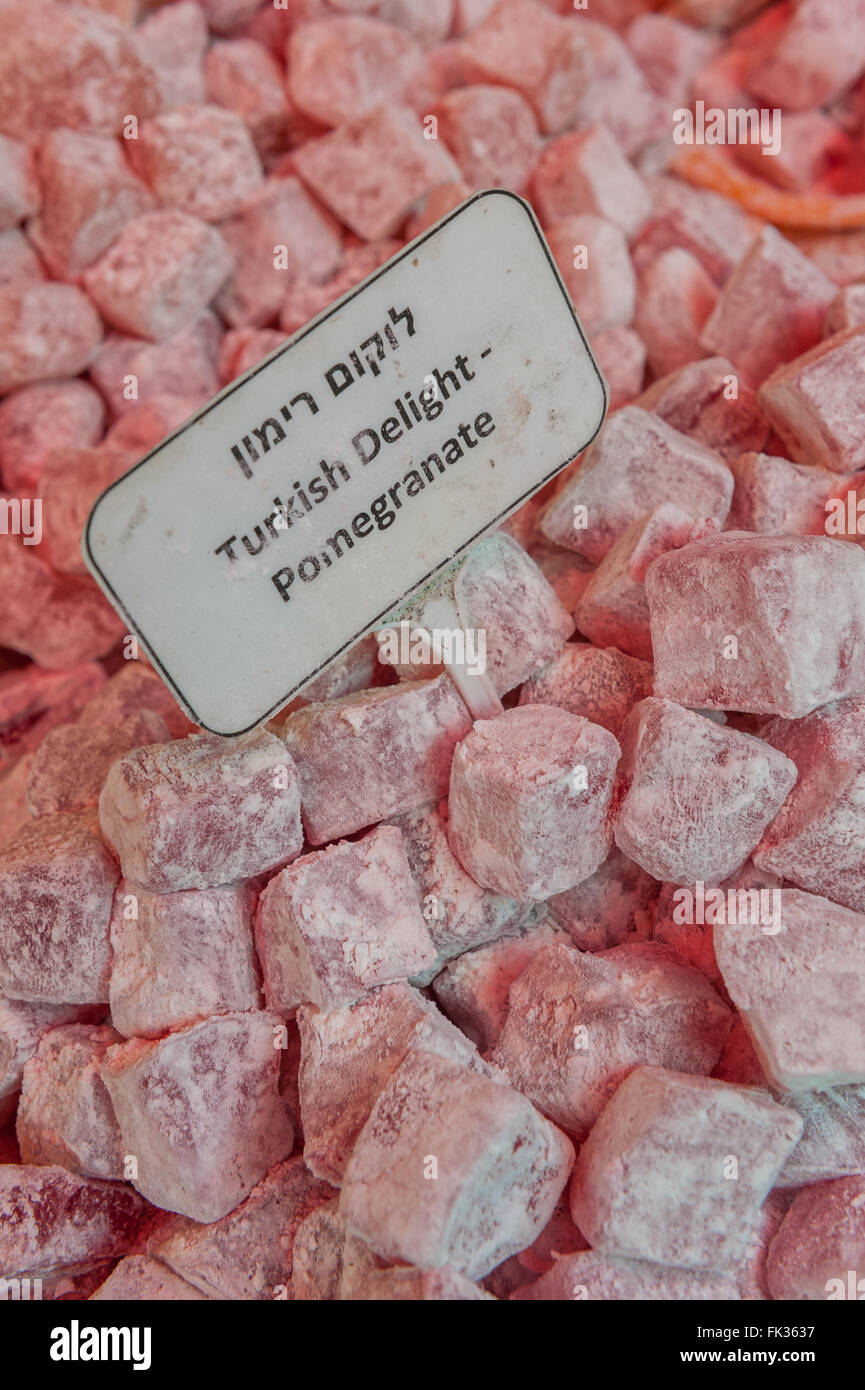 Israele, Tel Aviv, Turkish Delight - lokum al shuk Hacarmel market Foto Stock