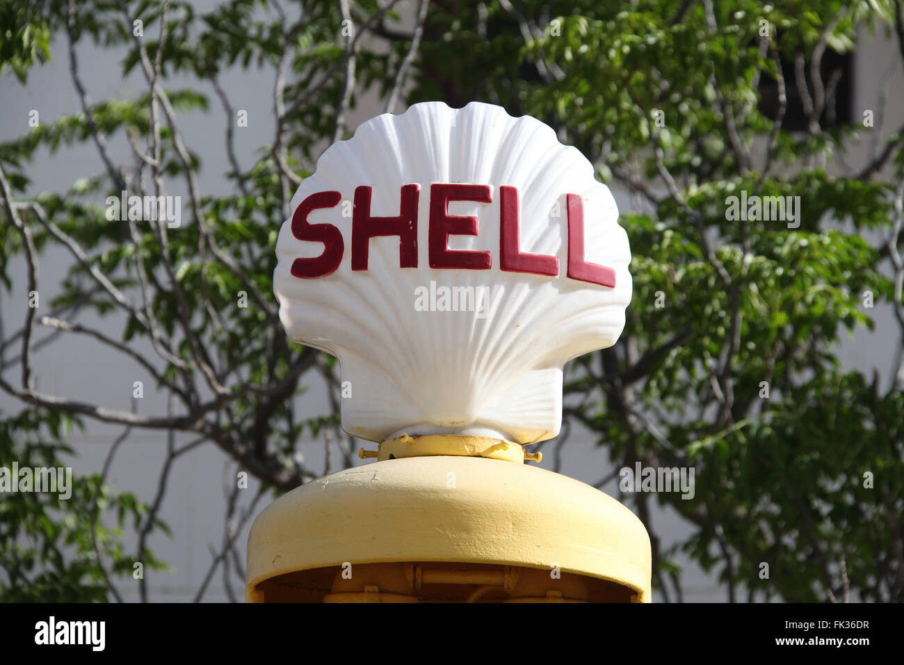 Royal Dutch Shell pompa a Matjiesfontein in Sud Africa Foto Stock