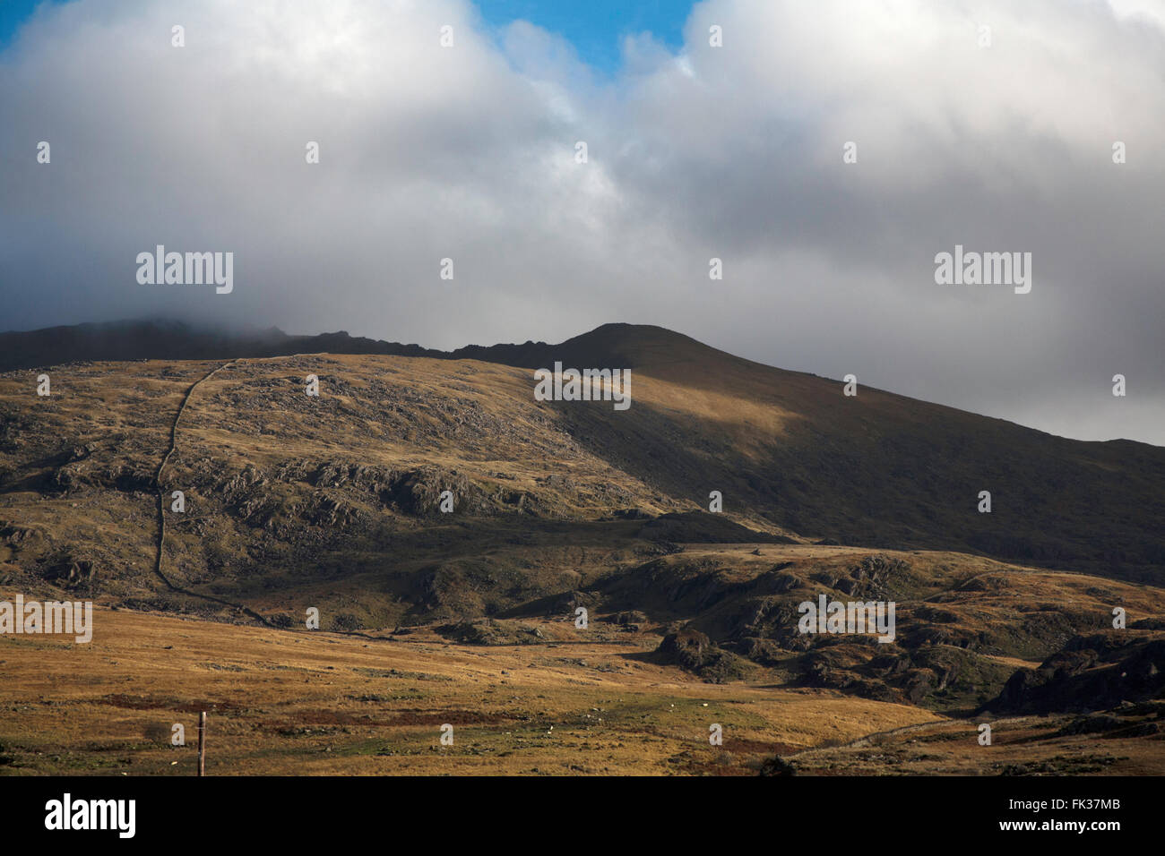 Snowden Yr Wyddfa dal percorso Rhyd-Ddu a Rhyd-Ddu Snowdonia Gwynedd Galles del Nord Foto Stock