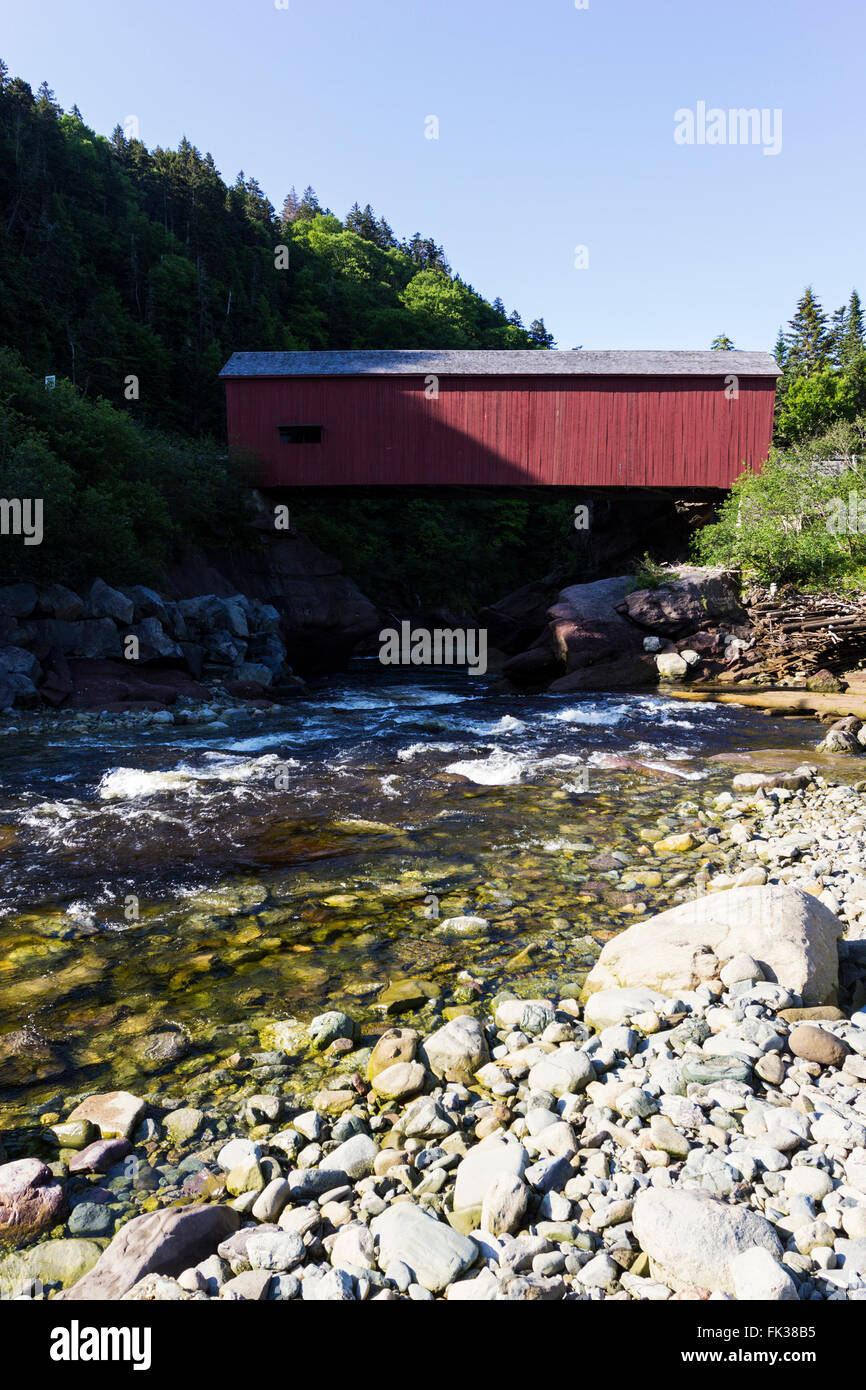 Ponte coperto nel punto Wolfe area in Fundy National Park, New Brunswick, Canada Foto Stock