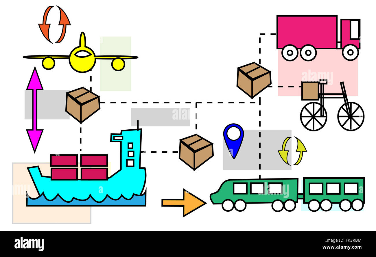 Illustrazione della logistica i movimenti di trasporto Foto Stock