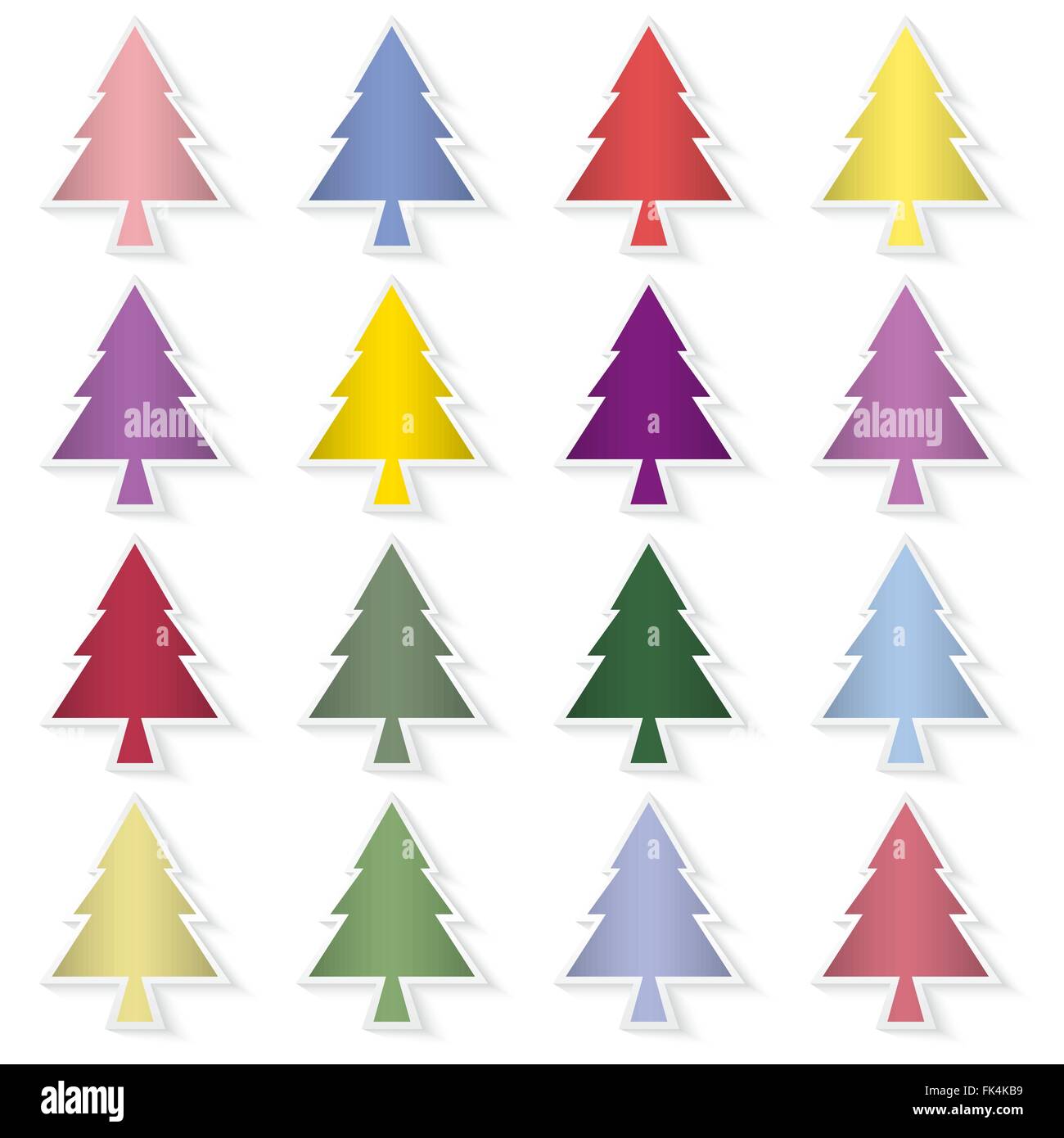 Set di colorati pini, alberi di pino sfondo.Buon Natale e felice anno nuovo concetto.illustrazione vettoriale Illustrazione Vettoriale