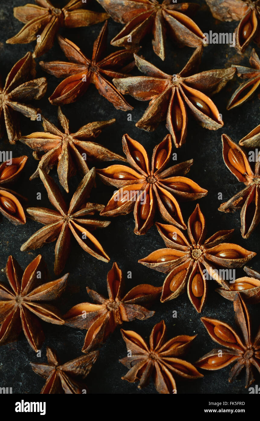 Anice stellato spice, girato con un obiettivo macro Foto Stock