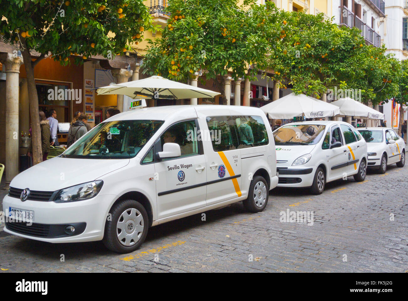Taxi, Santa Cruz, Sevilla, Andalusia, Spagna Foto Stock