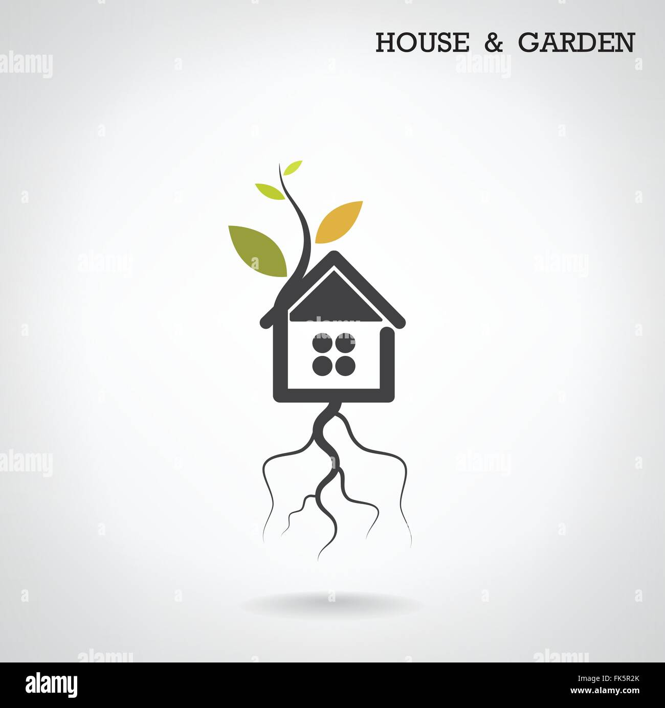 Energia verde home concetto ,la casa e il giardino simbolo. Illustrazione Vettoriale Illustrazione Vettoriale