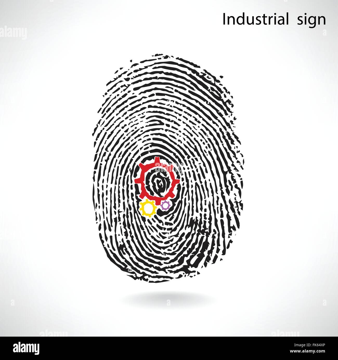Ingranaggio Creative idea concetto con simbolo di impronte digitali .segno industriale , idee di business .illustrazione vettoriale. Illustrazione Vettoriale