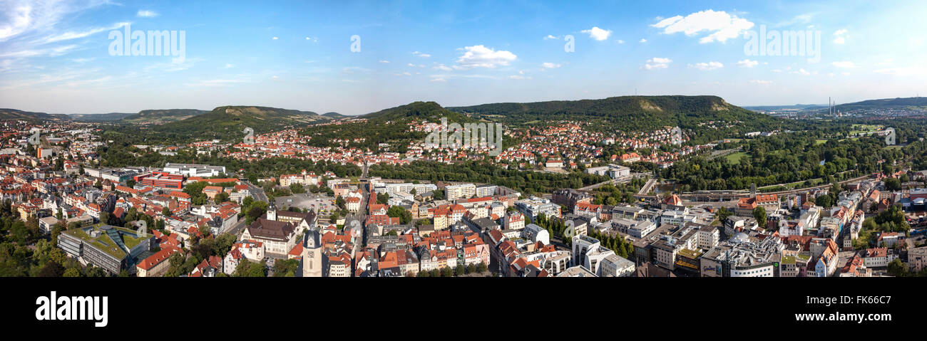 Vista panoramica dalla Jentower a Jena, in Germania, il Land Turingia Foto Stock