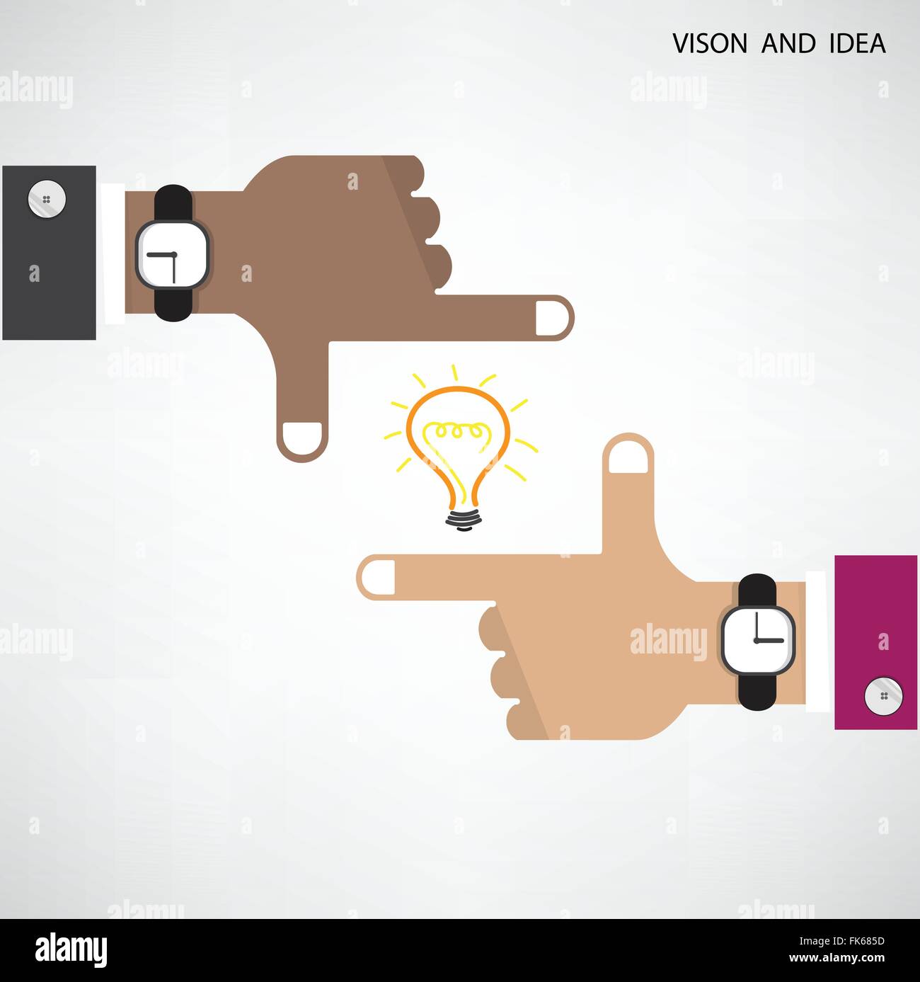 Le mani di imprenditore e la lampadina della luce di firmare con la visione aziendale concetto. Illustrazione Vettoriale Illustrazione Vettoriale