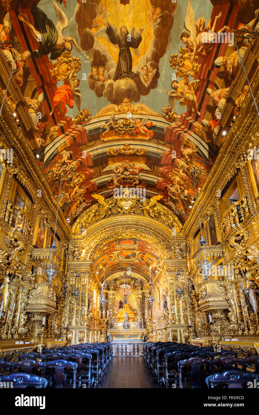 Interno barocco della chiesa di Ordine di San Francesco di penitenza di Xavier de Brito, Rio de Janeiro, Brasile Foto Stock