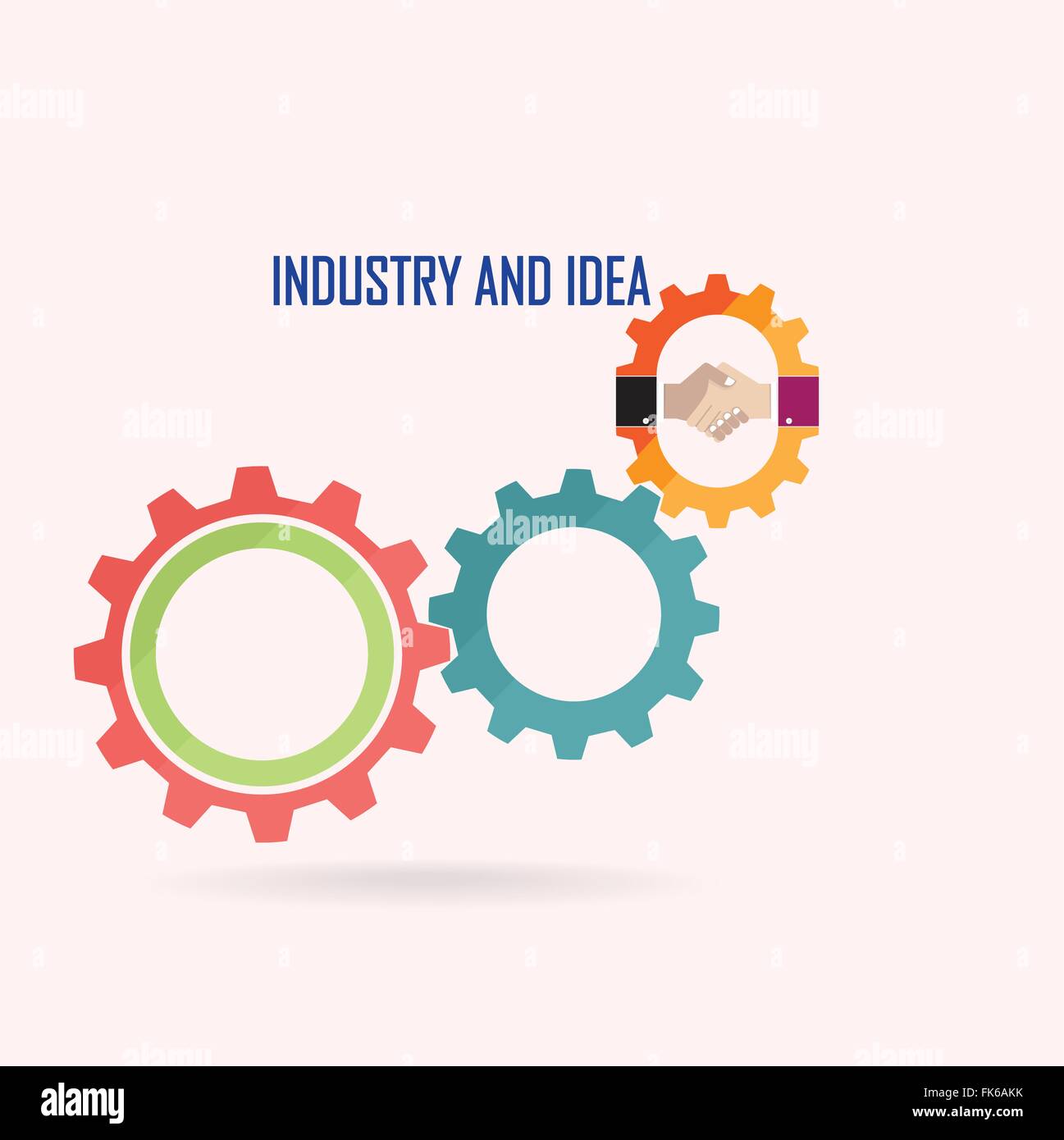 Ingranaggio creativi concetto e handshake segno astratto sullo sfondo Illustrazione Vettoriale