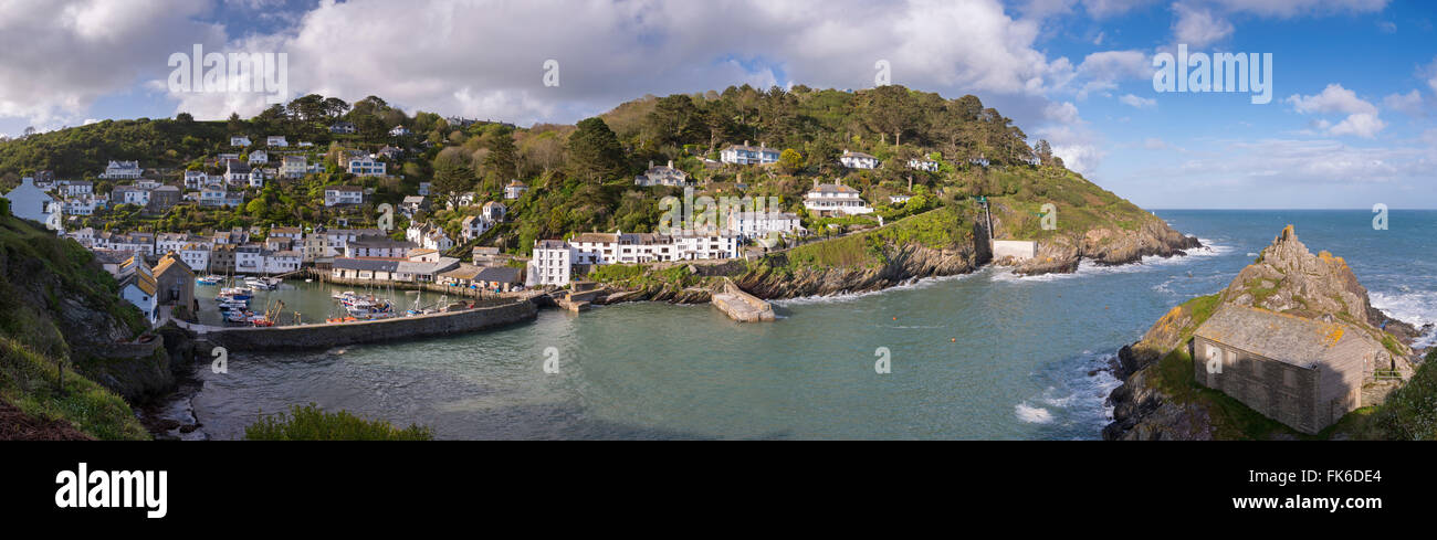 Polperro Harbour sulla South Cornish Coast, Cornwall, England, Regno Unito, Europa Foto Stock