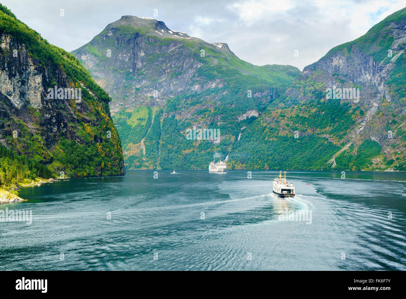 Gerainger fiordo, Sito Patrimonio Mondiale dell'UNESCO, Norvegia, Scandinavia, Europa Foto Stock
