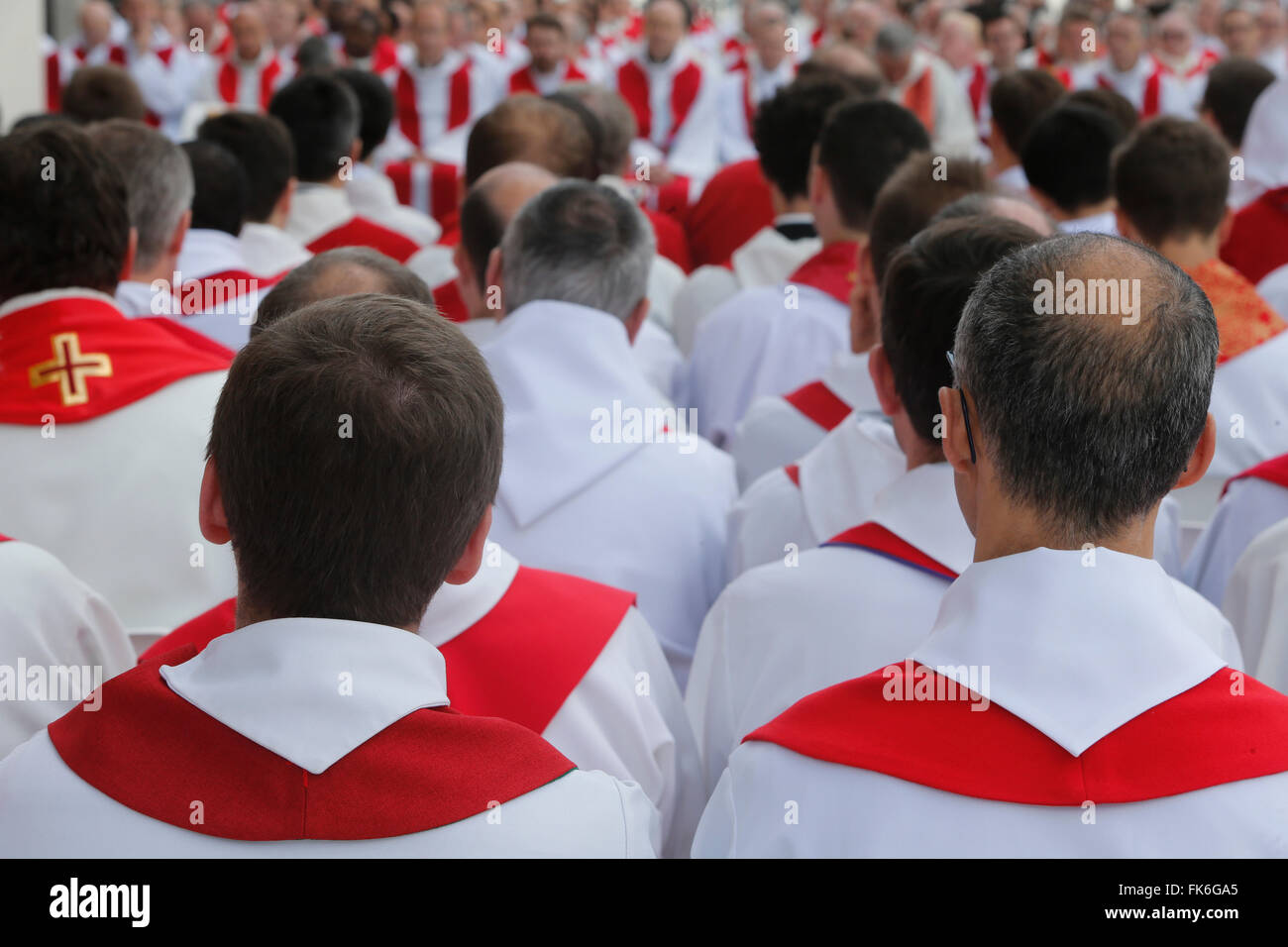 Sacerdote ordinazioni presso la cattedrale di Notre Dame di Parigi, Parigi, Francia, Europa Foto Stock