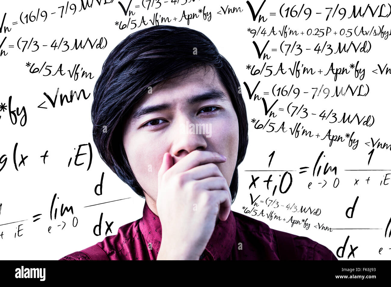 Immagine composita del hipster sbadigli con la sua mano sulla sua bocca Foto Stock