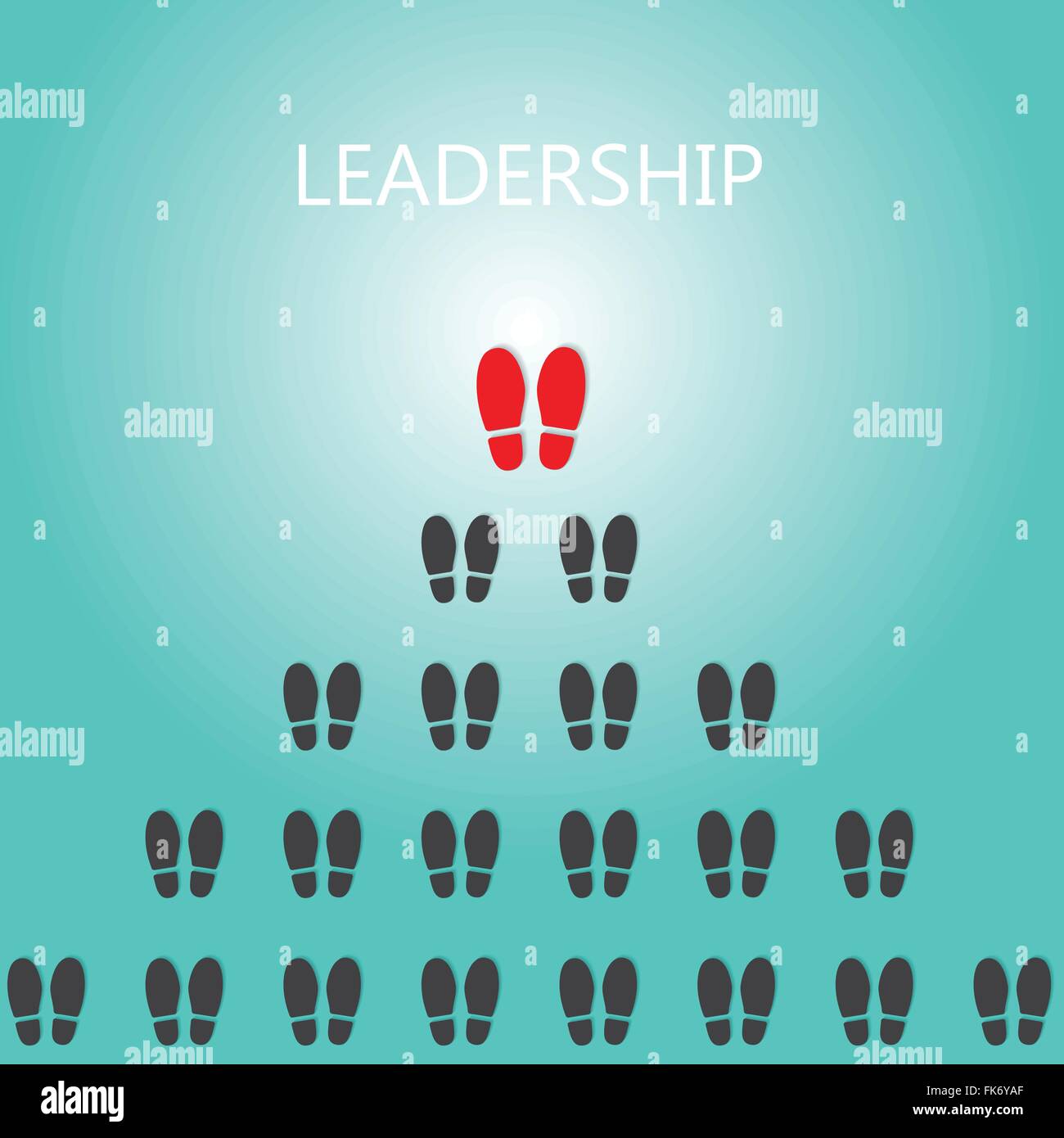 Stampe di calzatura con il concetto di leadership, vettore nero trail piede, scarpe silhouette.illustrazione vettoriale Illustrazione Vettoriale