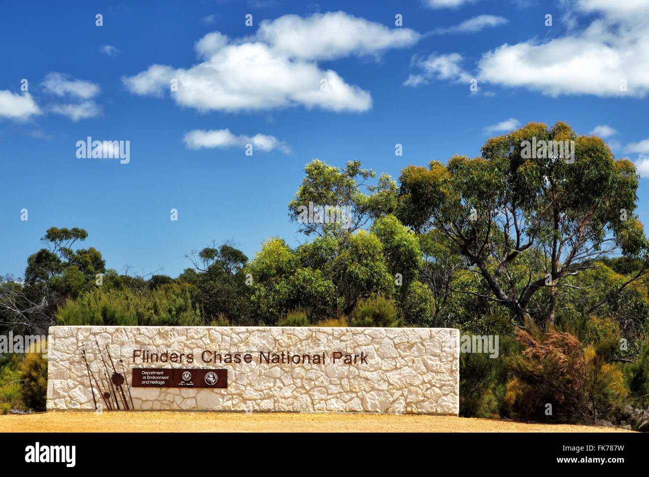 Ingresso al Parco Nazionale di Flinders Chase su Kangaroo Island, South Australia, Australia. Foto Stock