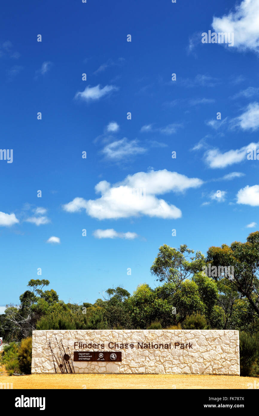 Ingresso al Parco Nazionale di Flinders Chase su Kangaroo Island, South Australia, Australia. Foto Stock