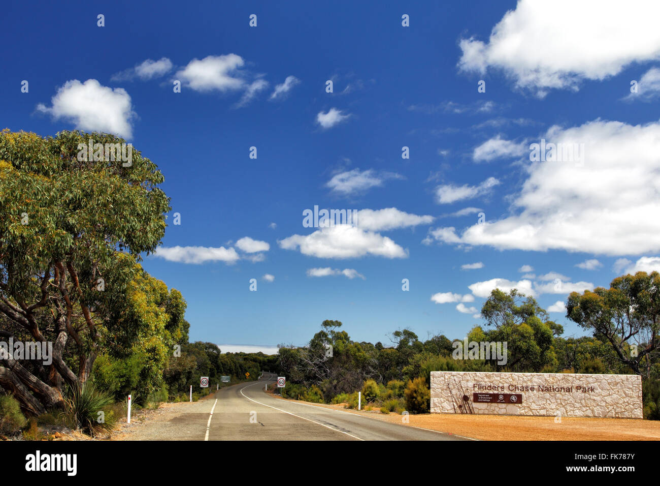 Ingresso al Parco Nazionale di Flinders Chase su Kangaroo Island, South Australia, Australia. Foto Stock