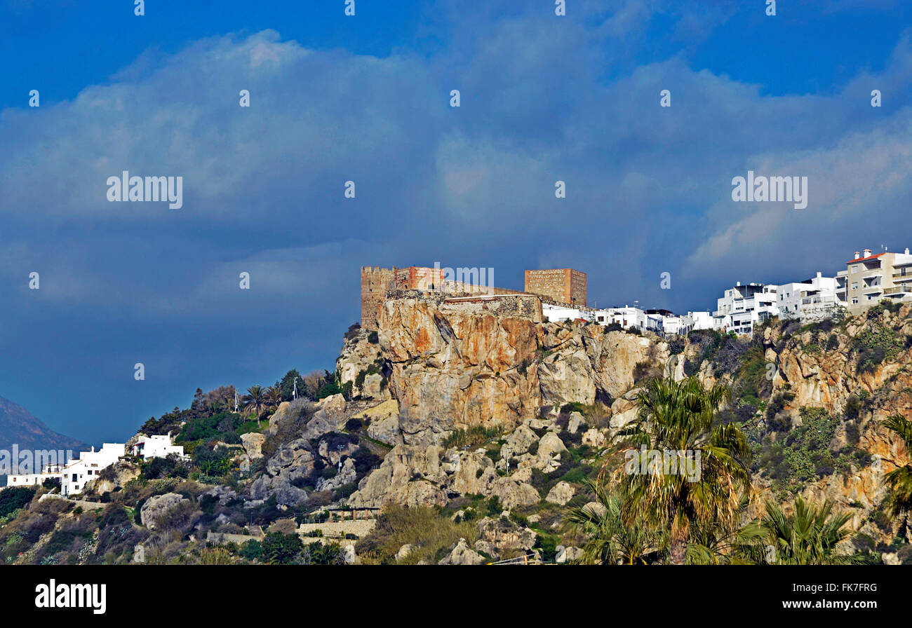 Il castello nella città spagnola di Salobrena, Andalusia Foto Stock