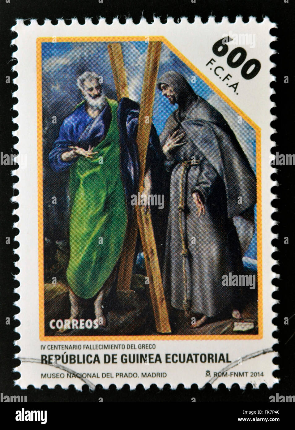 GUINEA EQUATORIALE - circa 2014: timbro stampato in Guinea dedicata a El Greco, circa 2014 Foto Stock