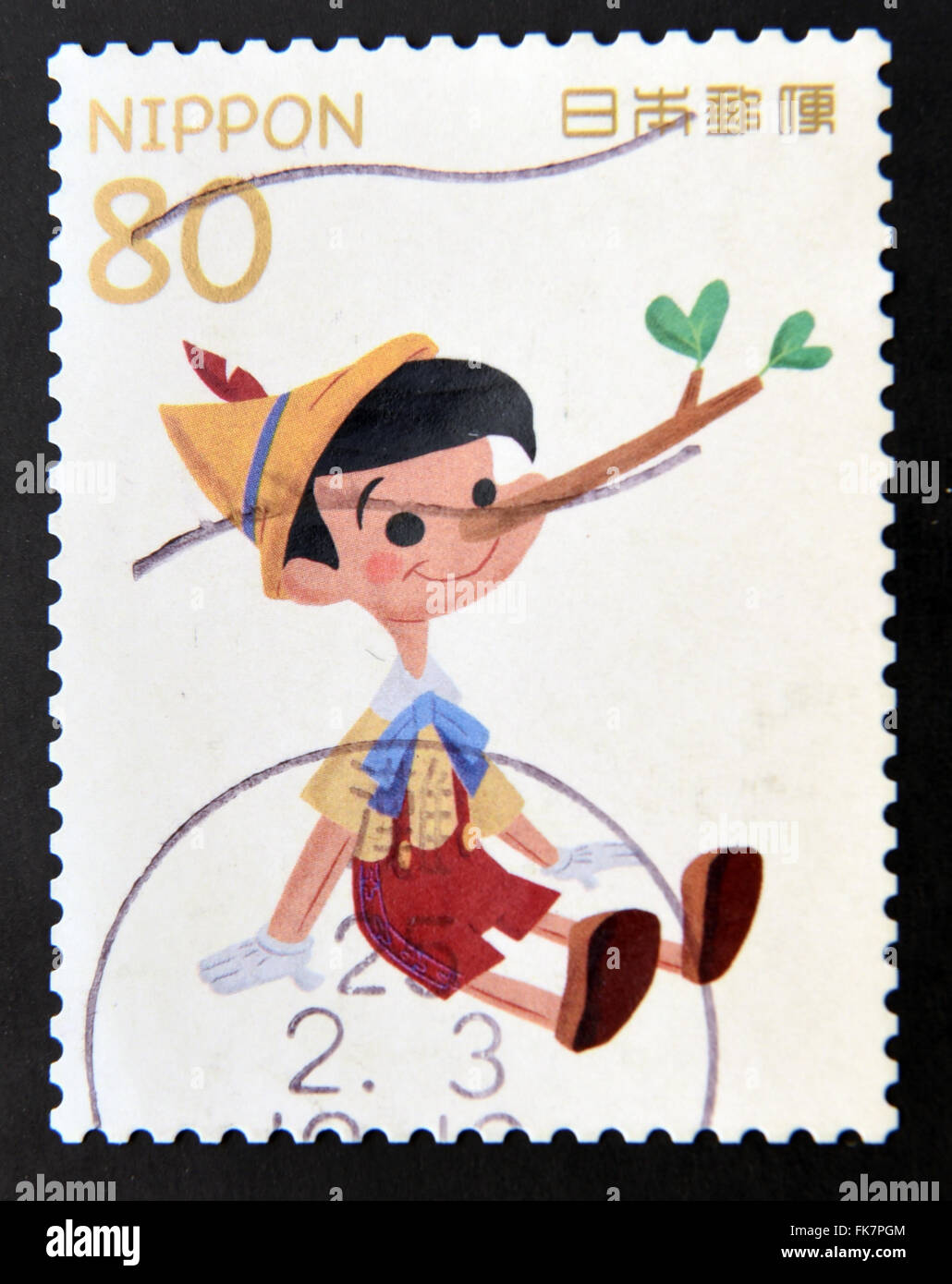 Giappone - circa 2000: un timbro stampato in Giappone che mostra una immagine di Pinocchio, circa 2000. Foto Stock