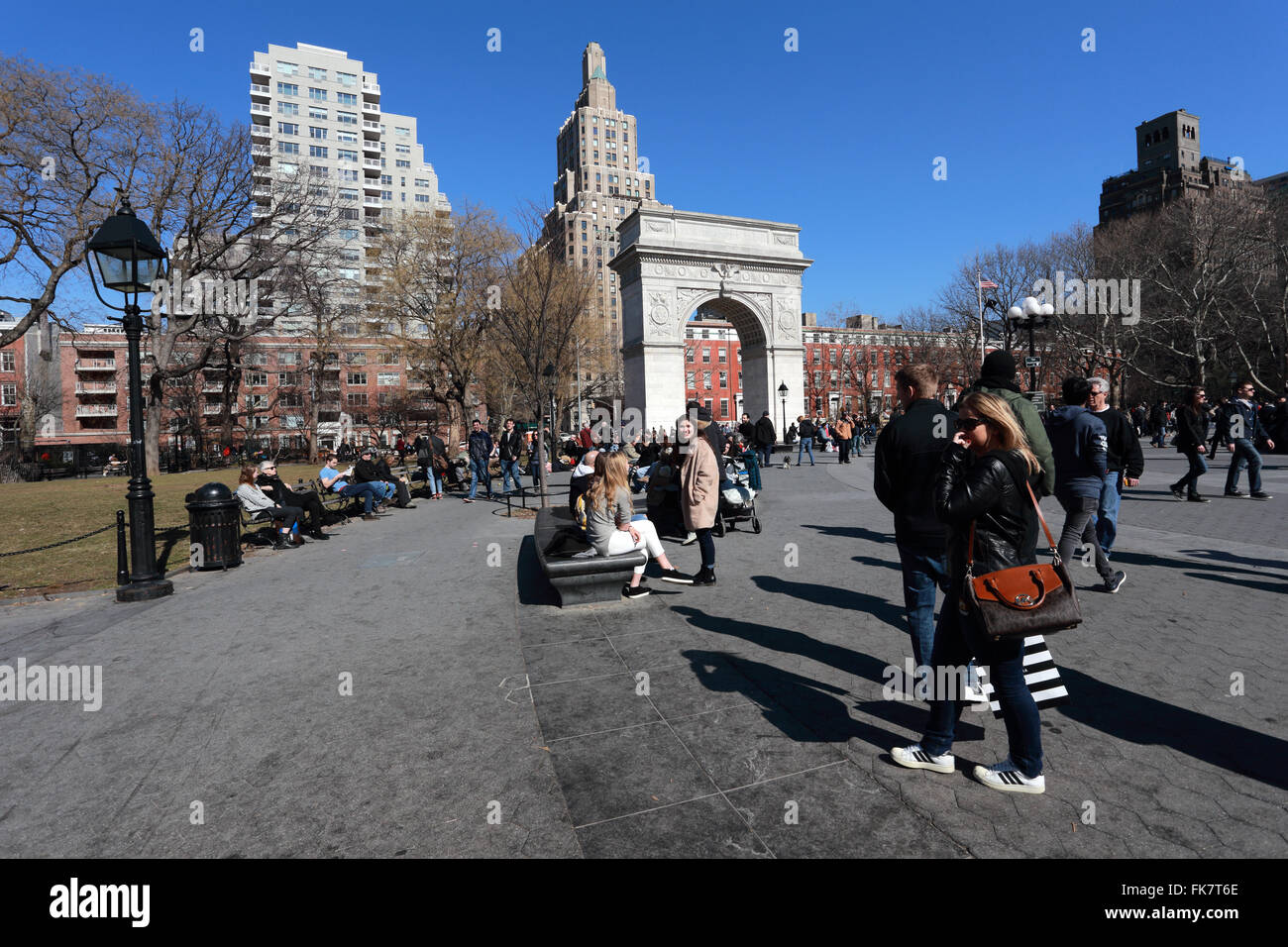 Washington Square Park nel Greenwich Village di New York City Foto Stock