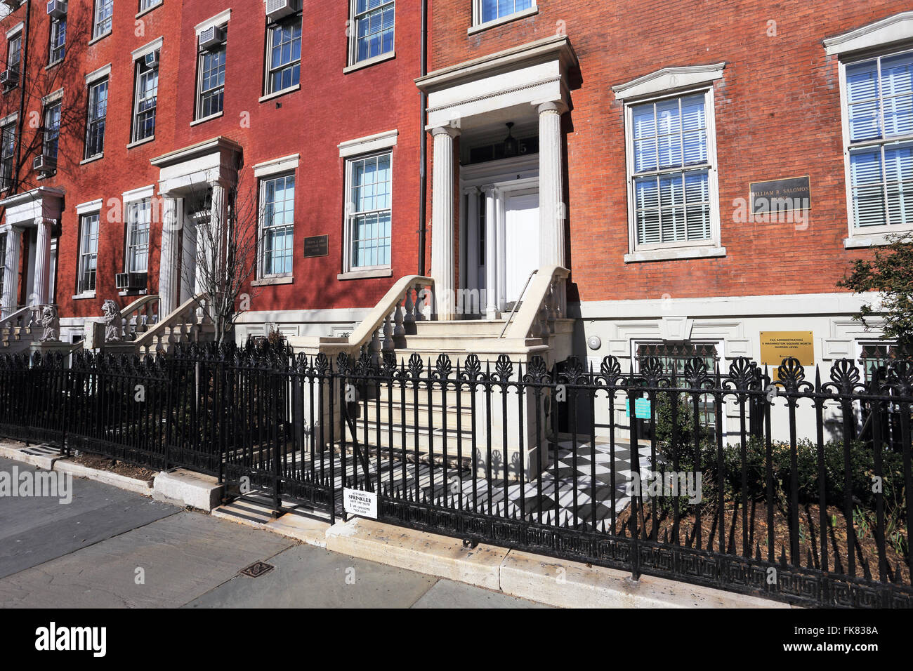 Washington Square North Greenwich Village di New York City Foto Stock